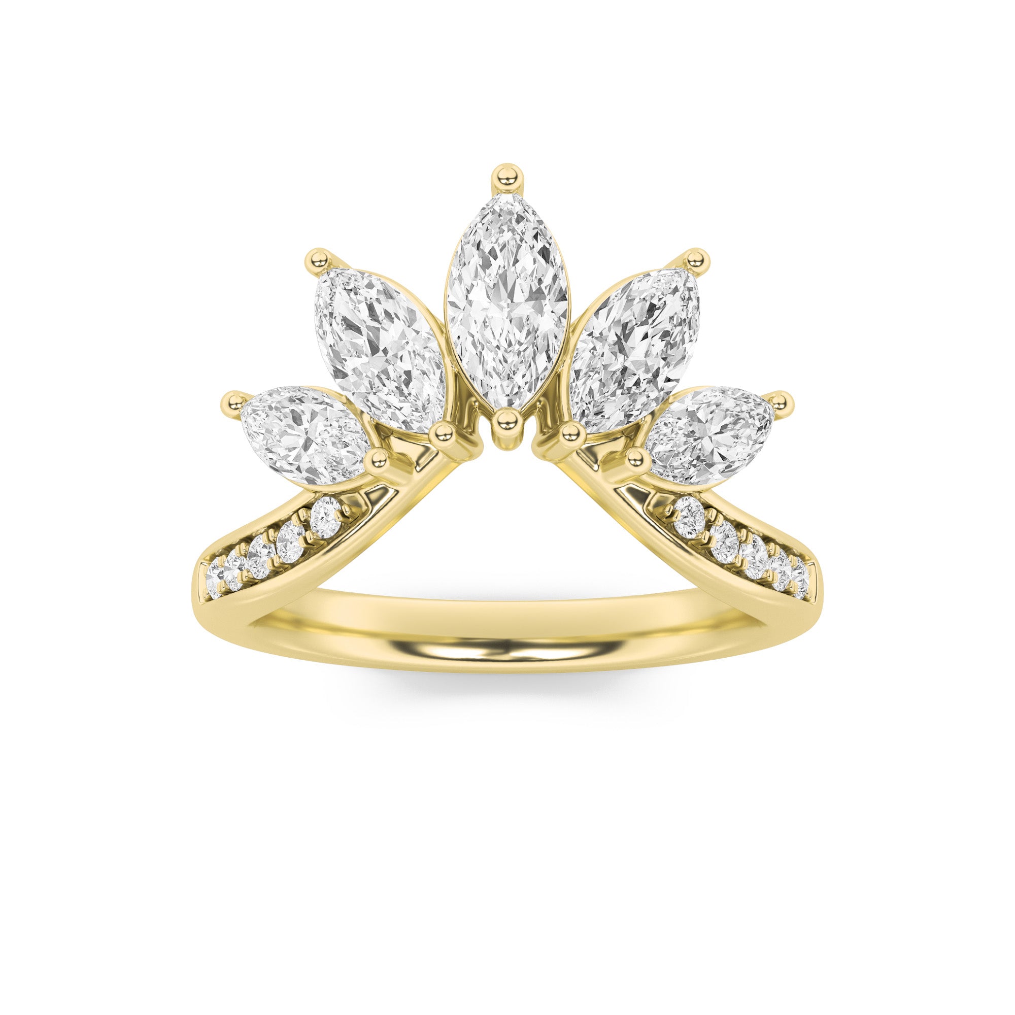 1.5CTW Marquise Shaped Lab Grown Diamond (F/VVS) Fancy Contour Ring in 14K Gold