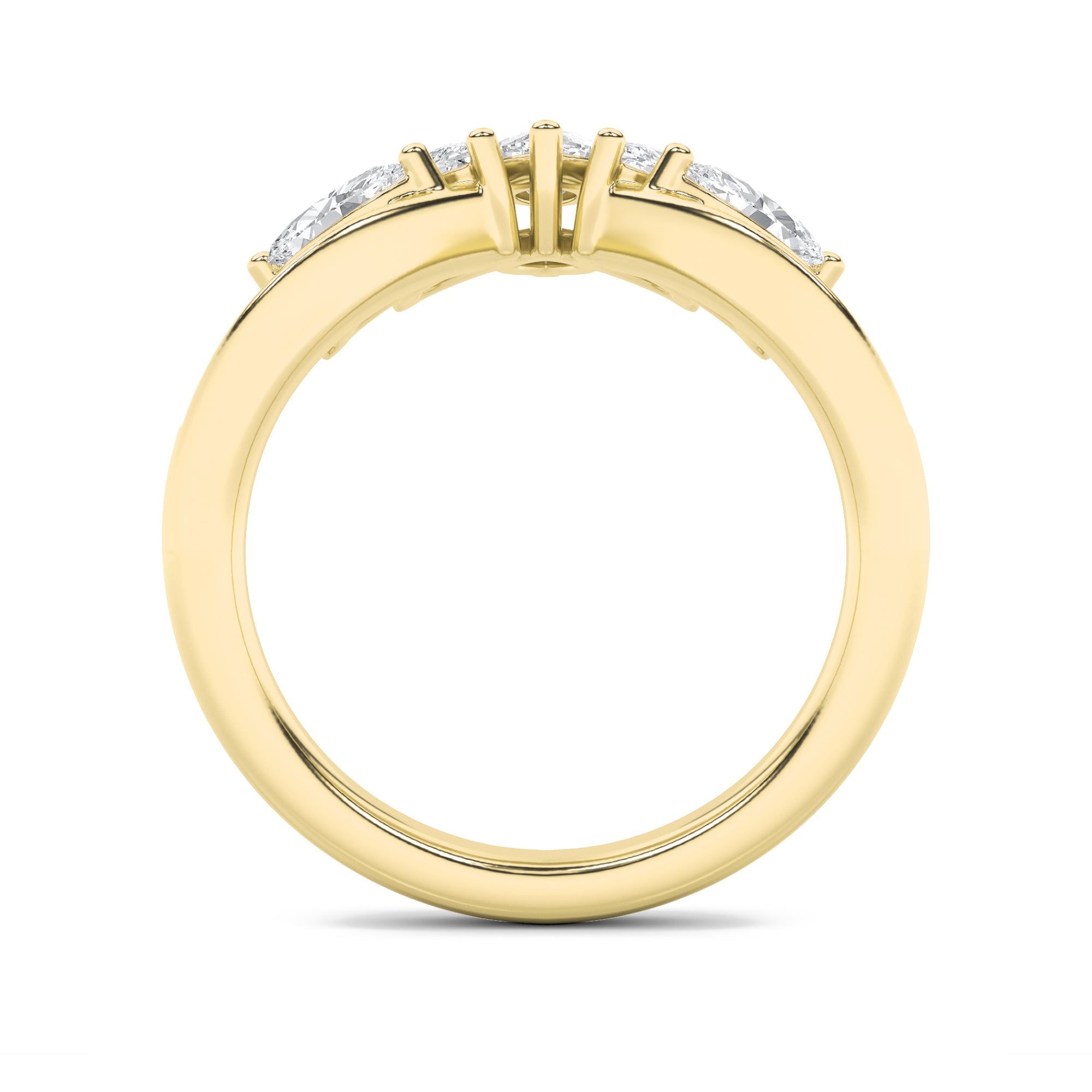 1.5CTW Marquise Shaped Lab Grown Diamond (F/VVS) Fancy Contour Ring in 14K Gold