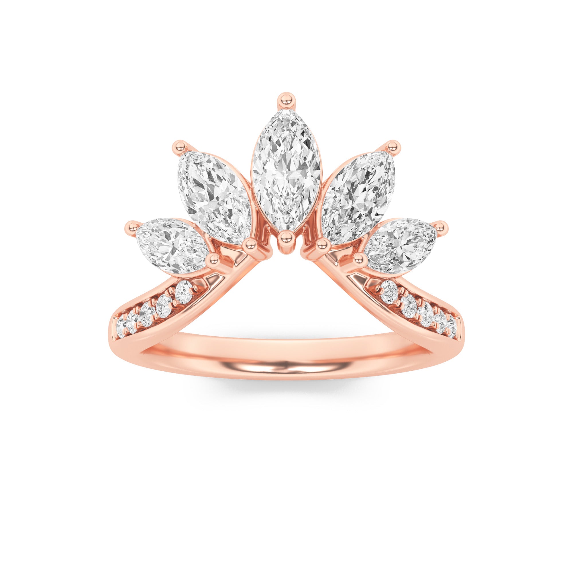 1.5CTW Marquise Shaped Lab Grown Diamond (F/VVS) Fancy Contour Ring in 14K Gold