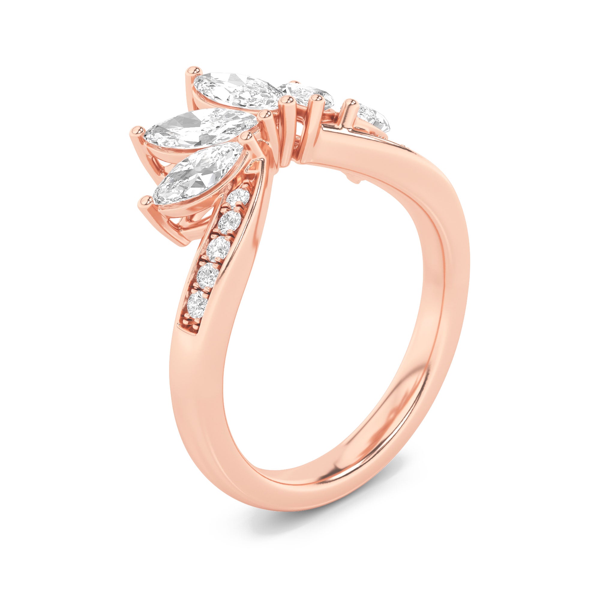 1.5CTW Marquise Shaped Lab Grown Diamond (F/VVS) Fancy Contour Ring in 14K Gold