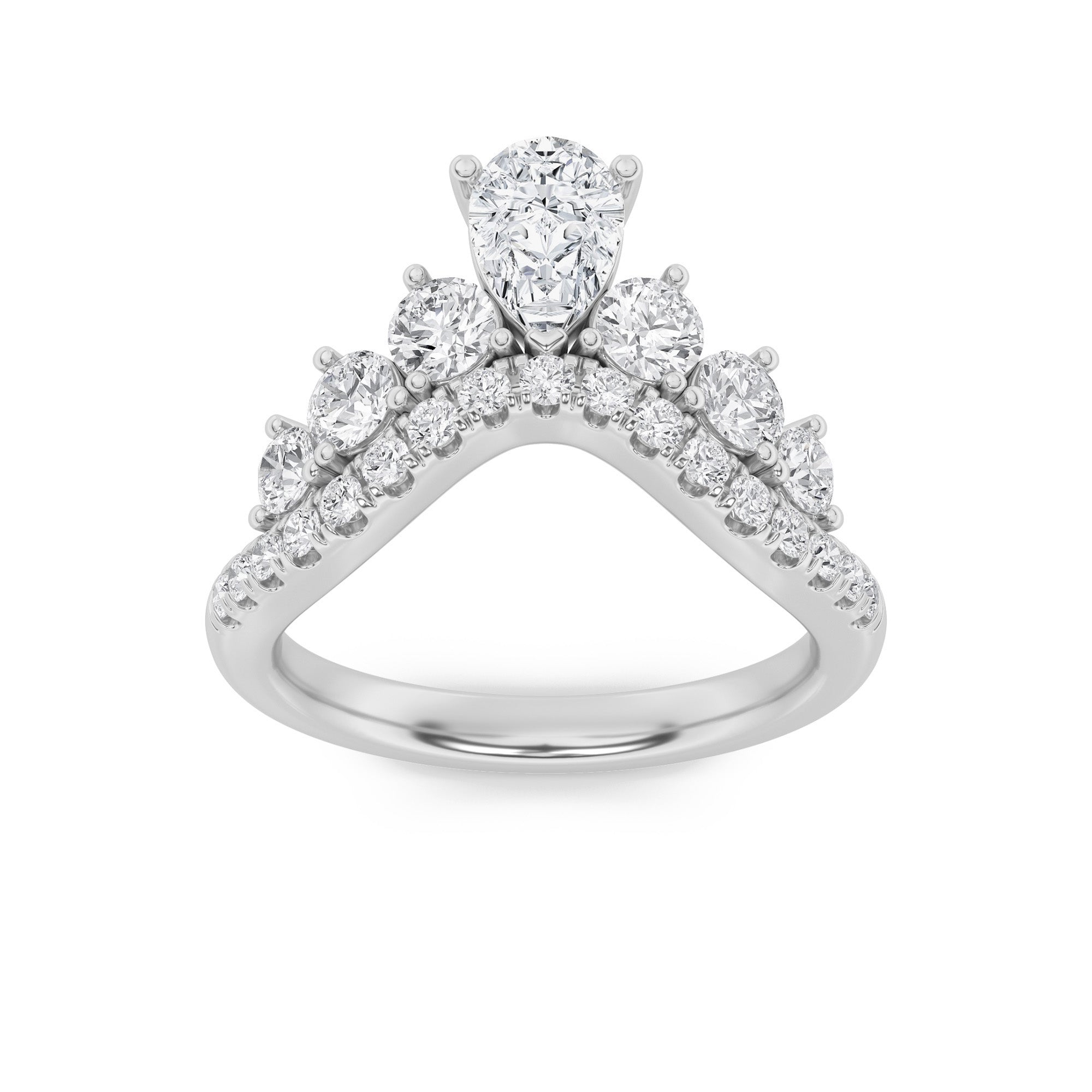 1.5CTW Pear Shaped Lab Grown Diamond (G/VS) Fancy Contour Ring in 14K Gold