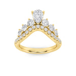 1.5CTW Pear Shaped Lab Grown Diamond (F/VS) Fancy Contour Ring in 14K Gold