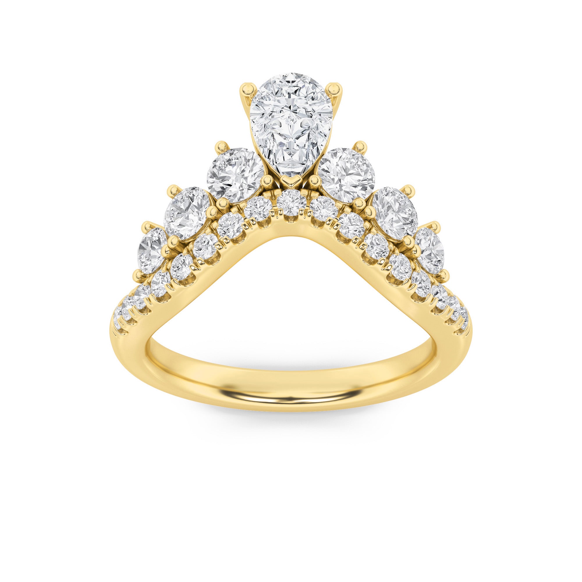 1.5CTW Pear Shaped Lab Grown Diamond (F/VS) Fancy Contour Ring in 14K Gold