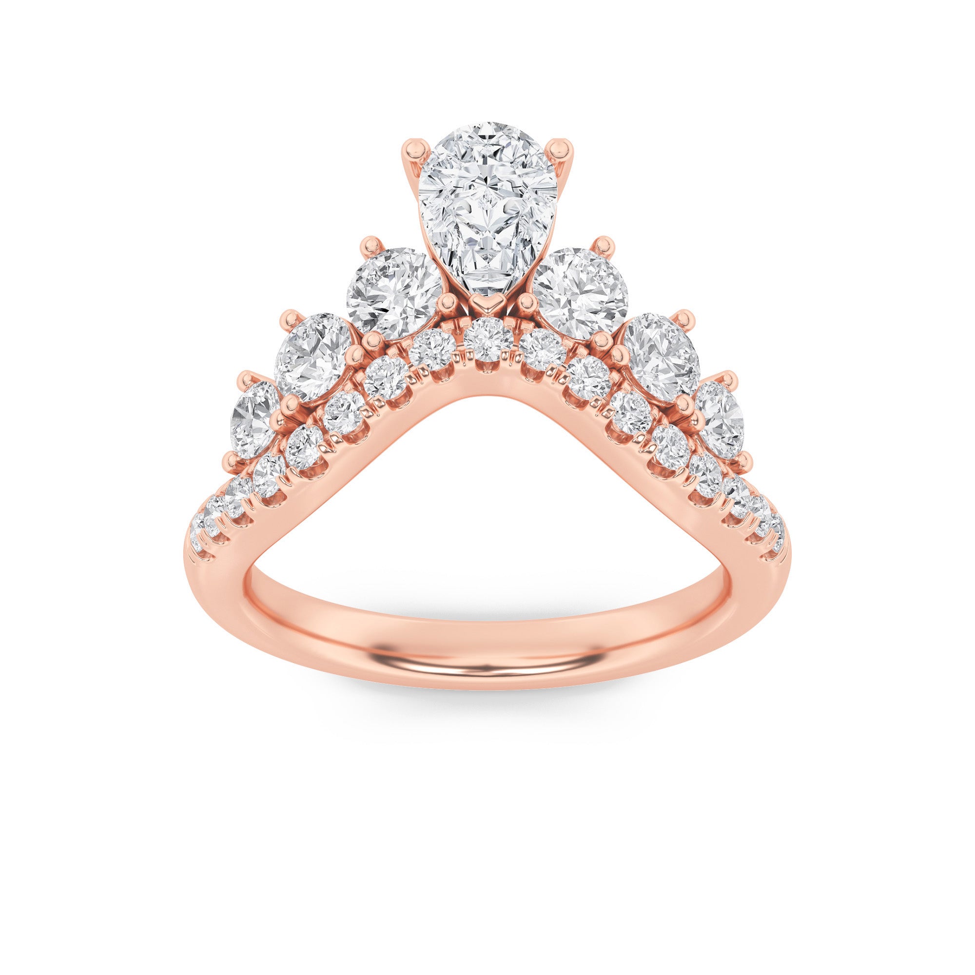 1.5CTW Pear Shaped Lab Grown Diamond (F/VS) Fancy Contour Ring in 14K Gold