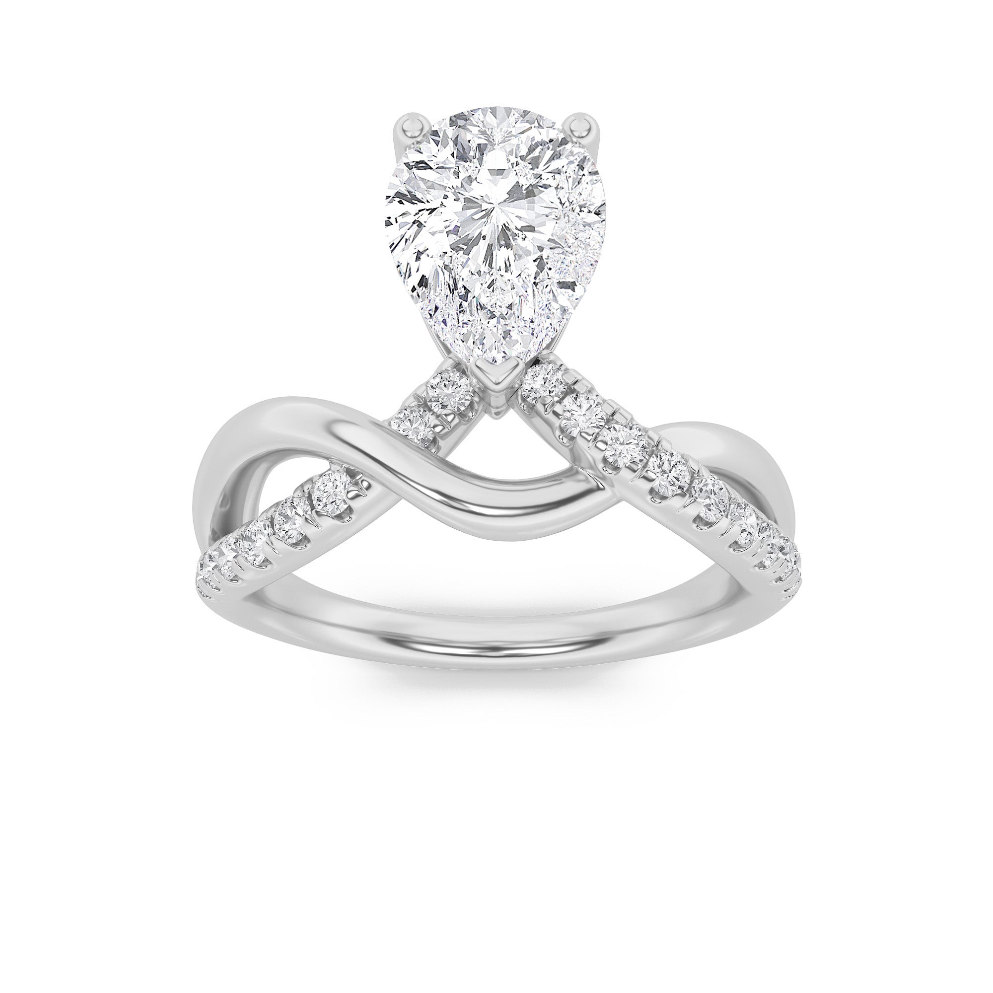 1.5CTW Pear Shaped Lab Grown Diamond (F/VS) Fashion Solitaire Engagement Ring in 14K Gold