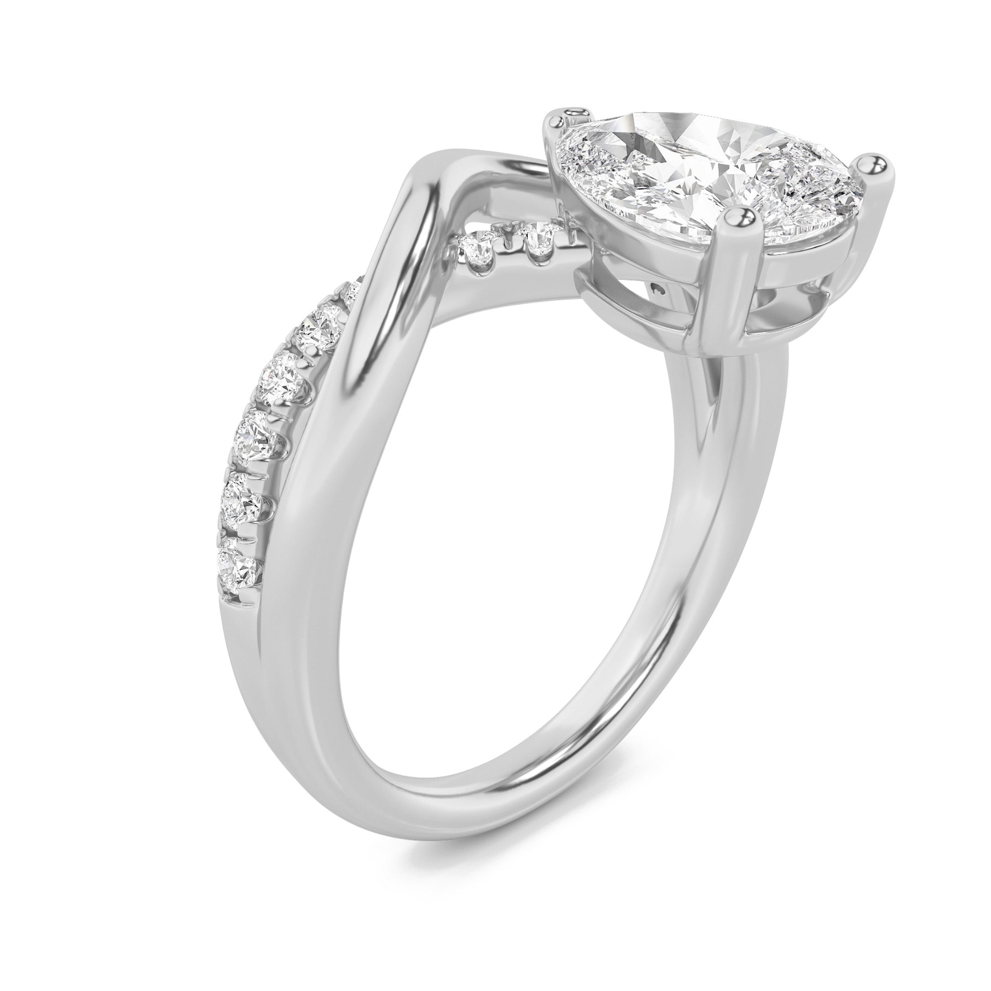 1.5CTW Pear Shaped Lab Grown Diamond (F/VS) Fashion Solitaire Engagement Ring in 14K Gold