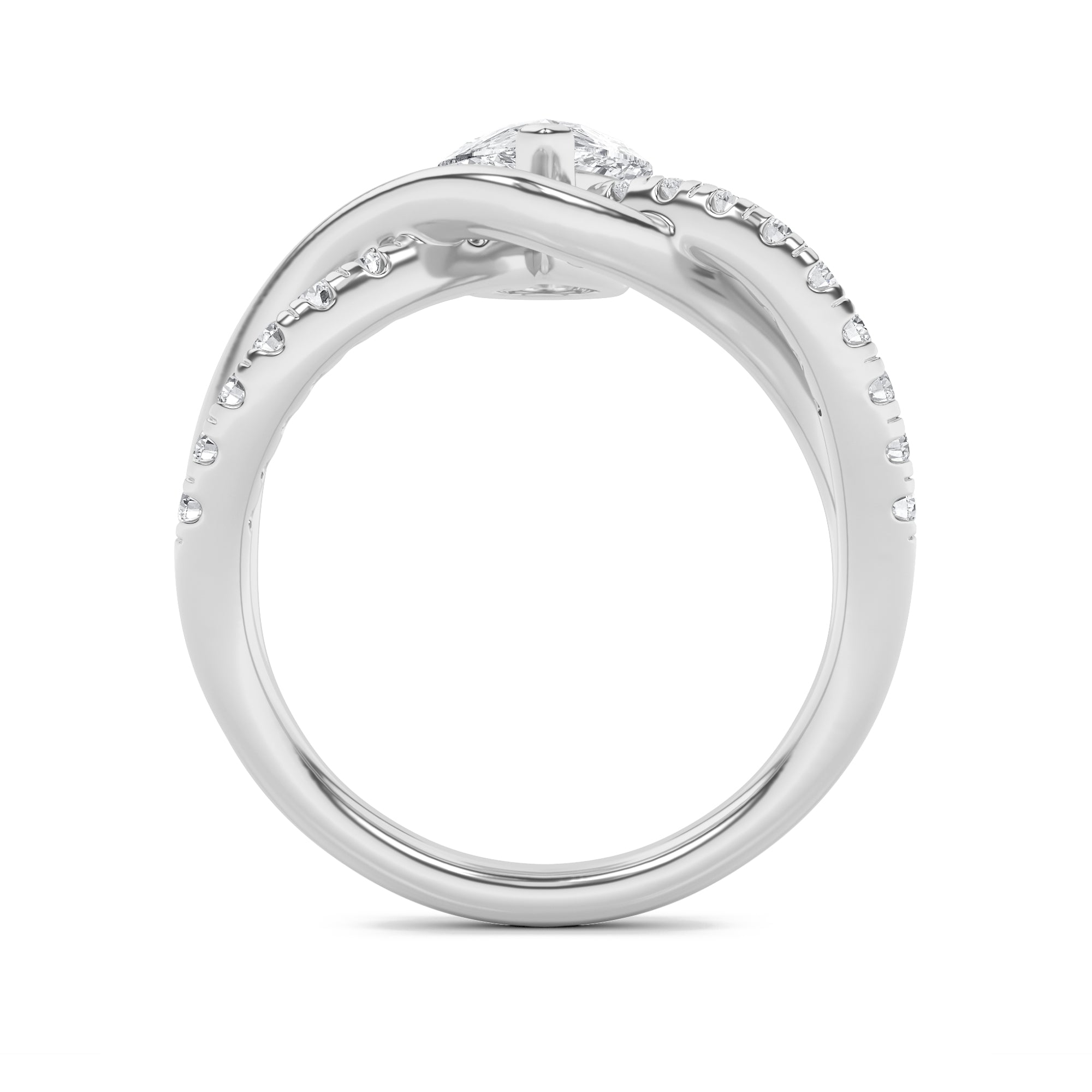 1.5CTW Pear Shaped Lab Grown Diamond (F/VS) Fashion Solitaire Engagement Ring in 14K Gold