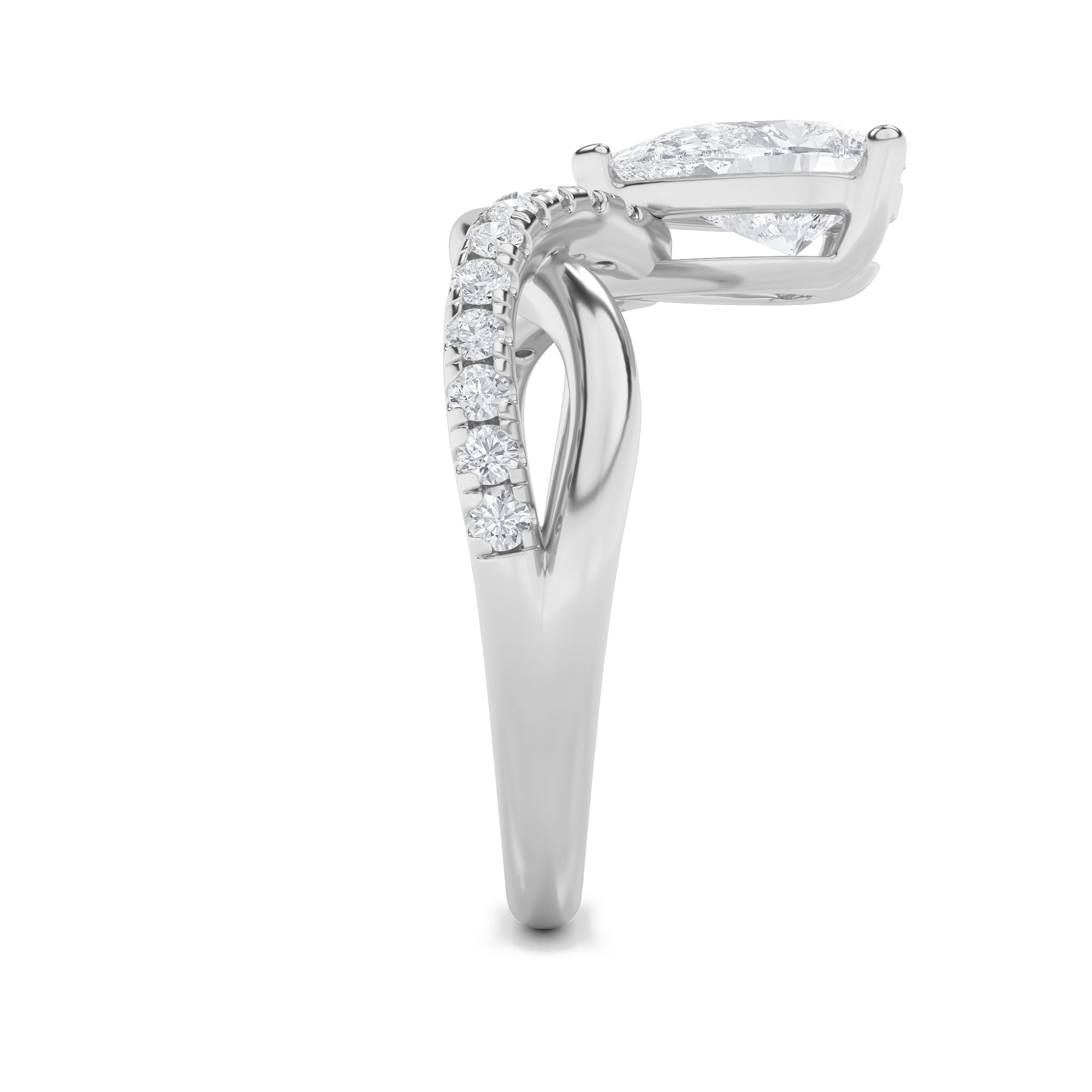 1.5CTW Pear Shaped Lab Grown Diamond (F/VS) Fashion Solitaire Engagement Ring in 14K Gold