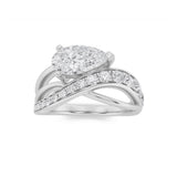 2CTW Pear Shaped Lab Grown Diamond (G/VS) Fashion AccentedEngagement Ring in 14K Gold