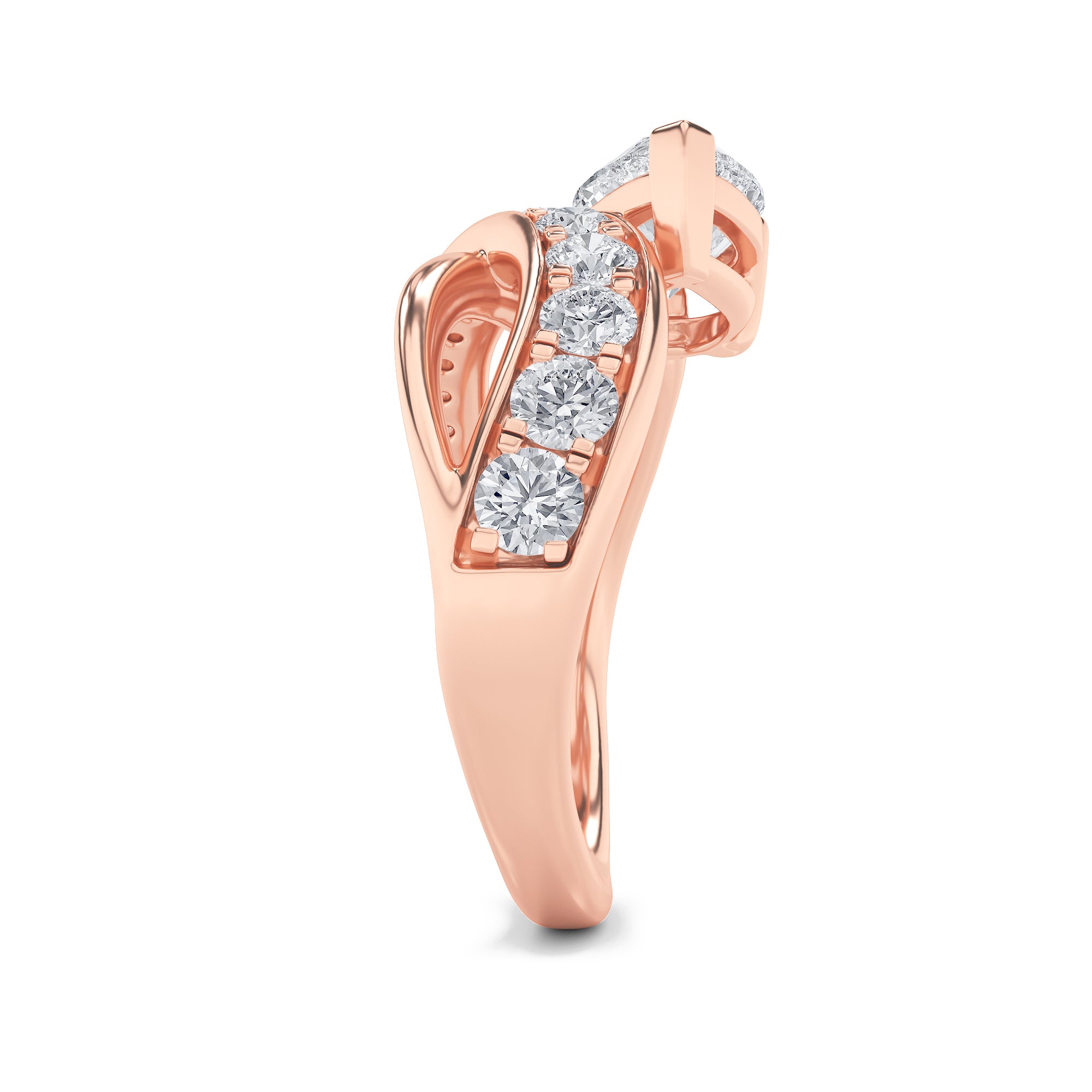 2CTW Pear Shaped Lab Grown Diamond (F/VS) Fashion AccentedEngagement Ring in 14K Gold