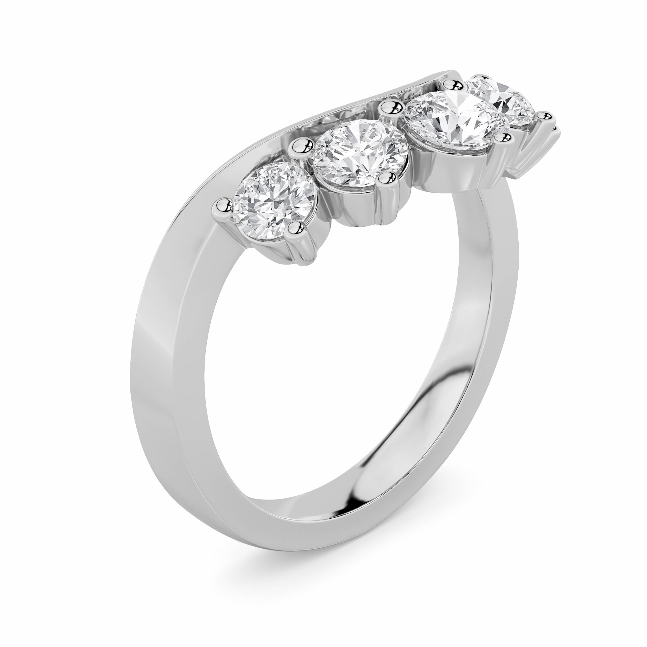 1CTW Round Shaped Lab Grown Diamond (F/VS) Fancy Contour Ring in 14K Gold