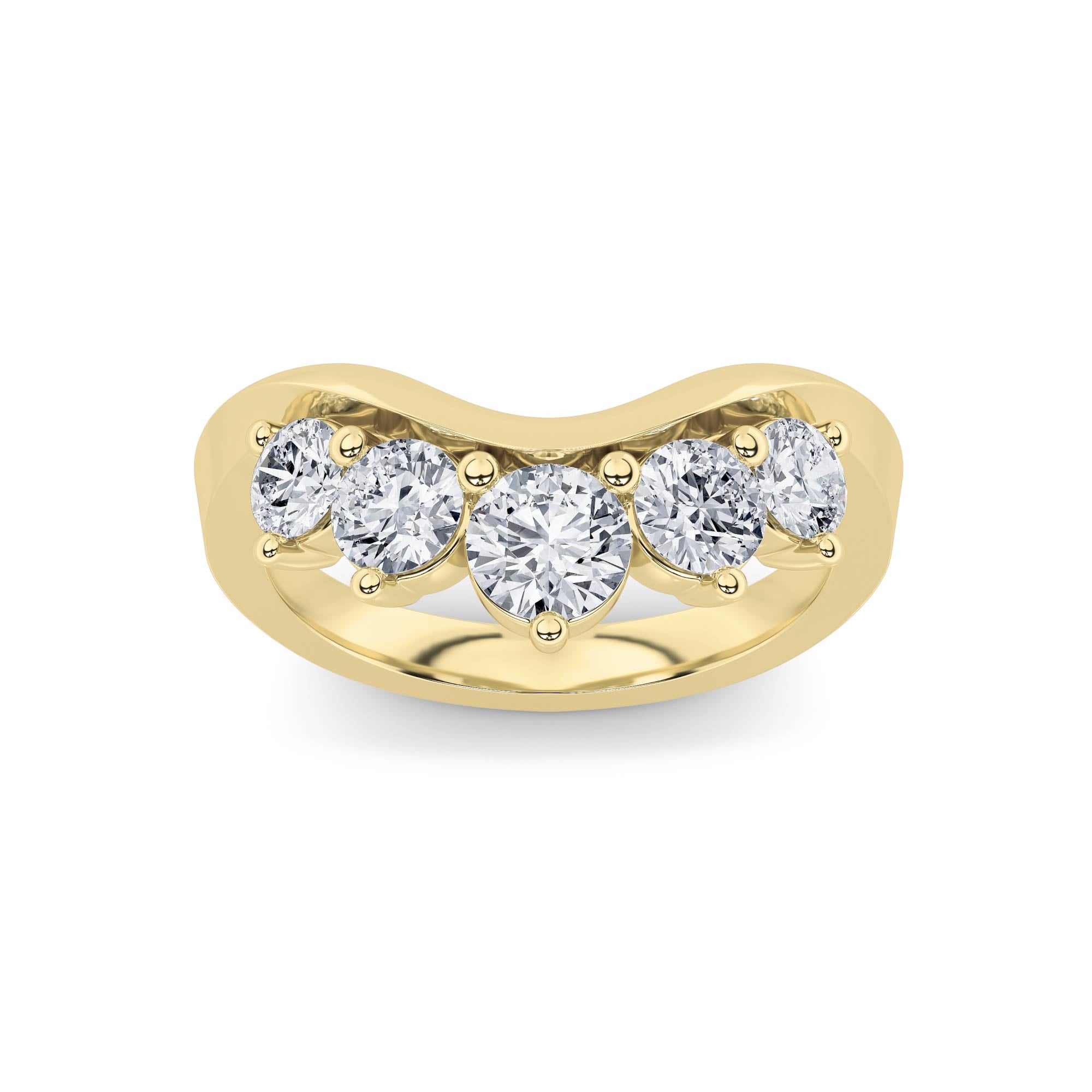 1CTW Round Shaped Lab Grown Diamond (F/VS) Fancy Contour Ring in 14K Gold