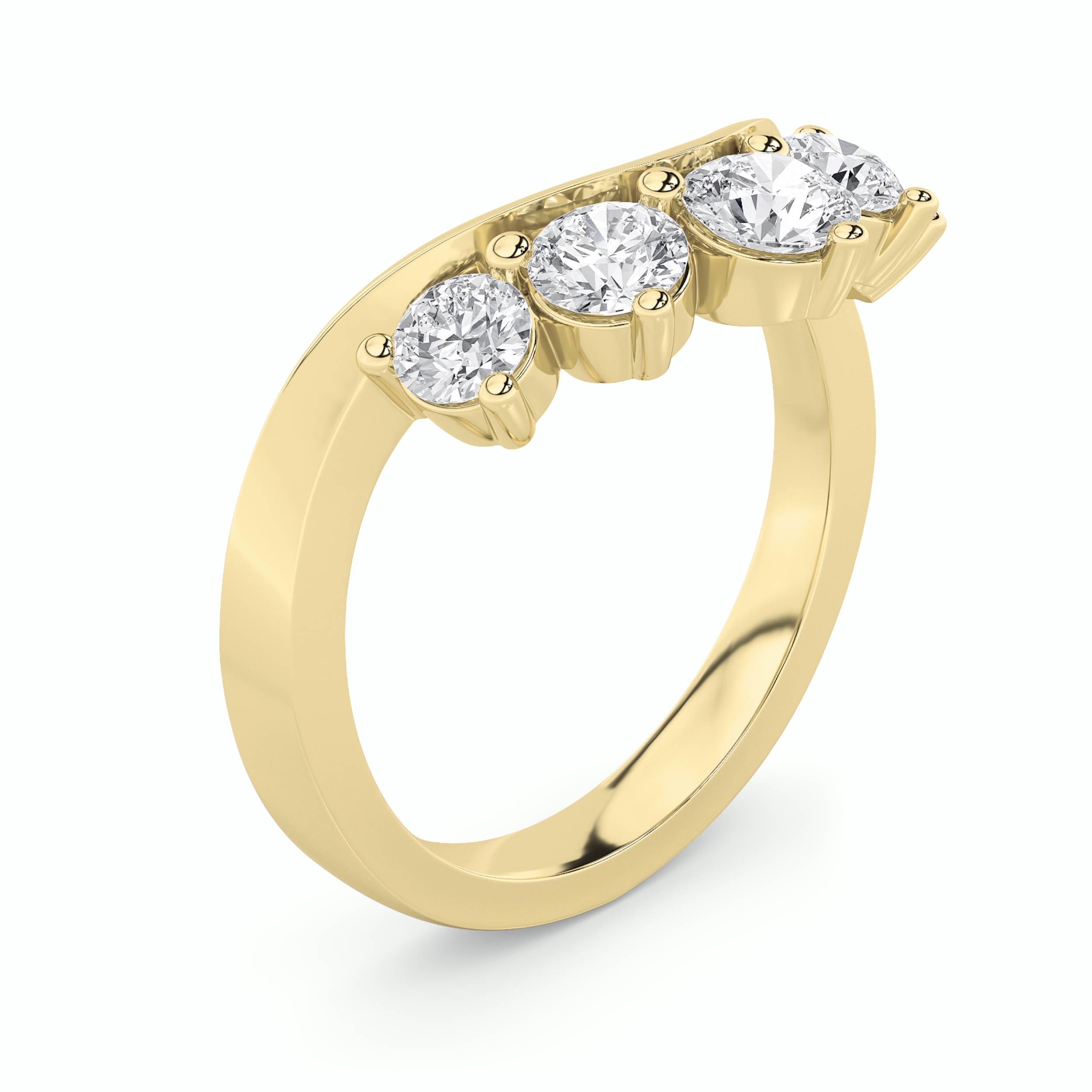 1CTW Round Shaped Lab Grown Diamond (F/VS) Fancy Contour Ring in 14K Gold