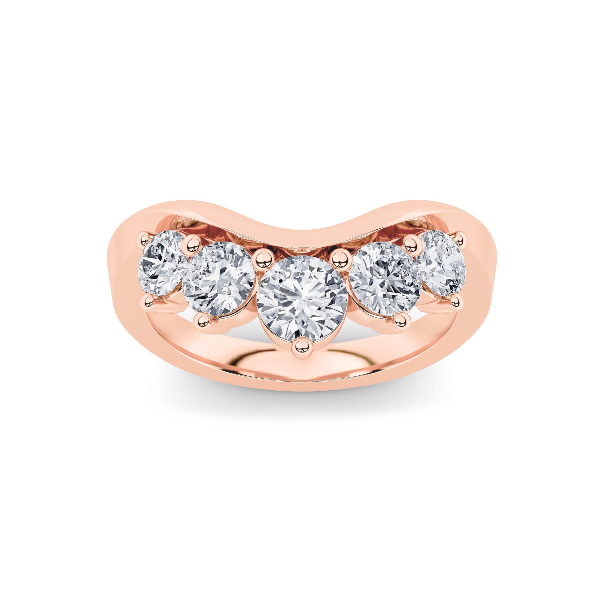1CTW Round Shaped Lab Grown Diamond (F/VS) Fancy Contour Ring in 14K Gold