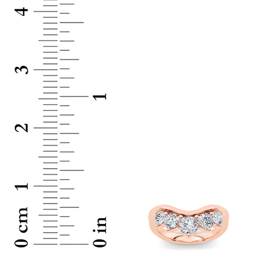 1CTW Round Shaped Lab Grown Diamond (F/VS) Fancy Contour Ring in 14K Gold