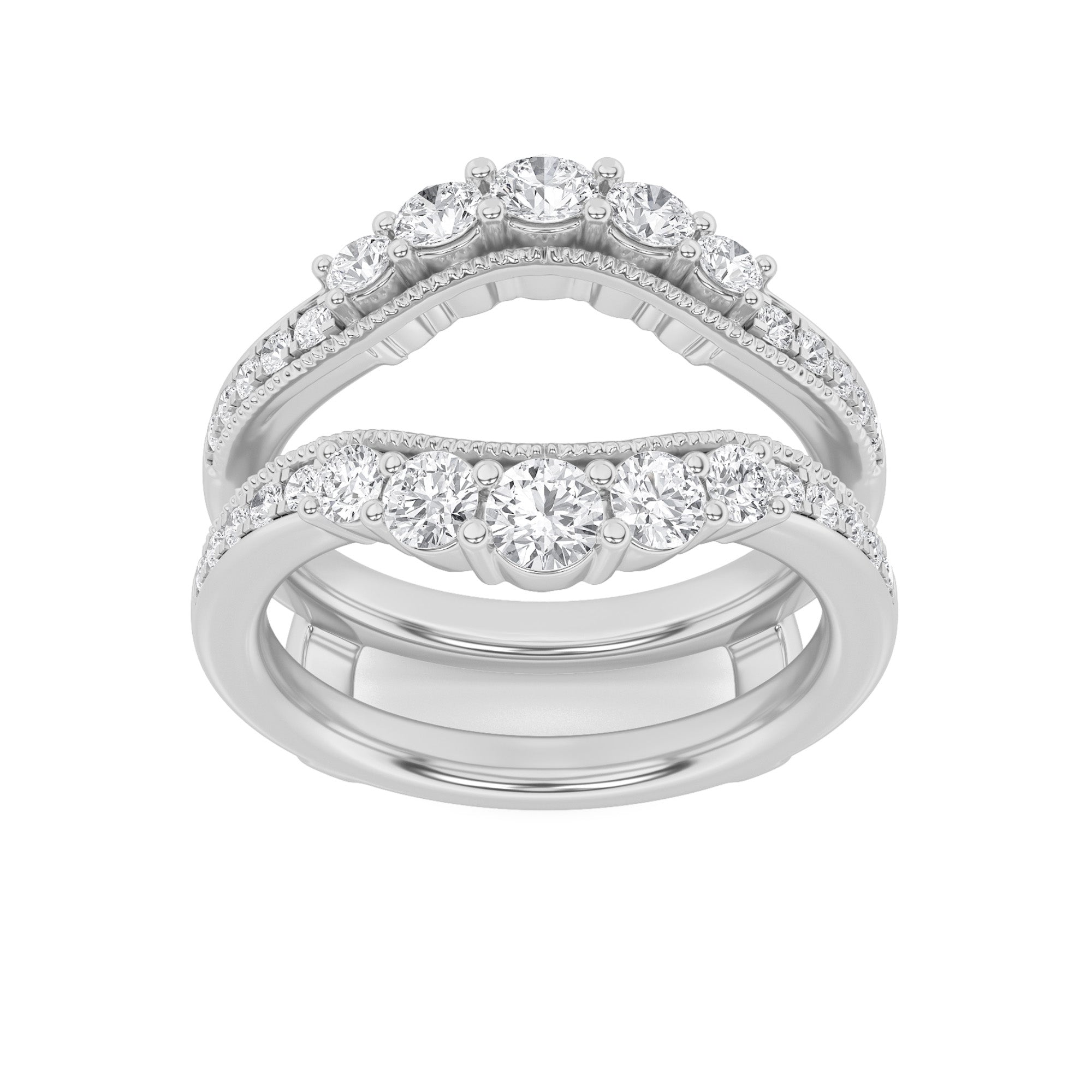 1CTW Round Shaped Lab Grown Diamond (F/VS) Insert Jacket Ring in 14K Gold
