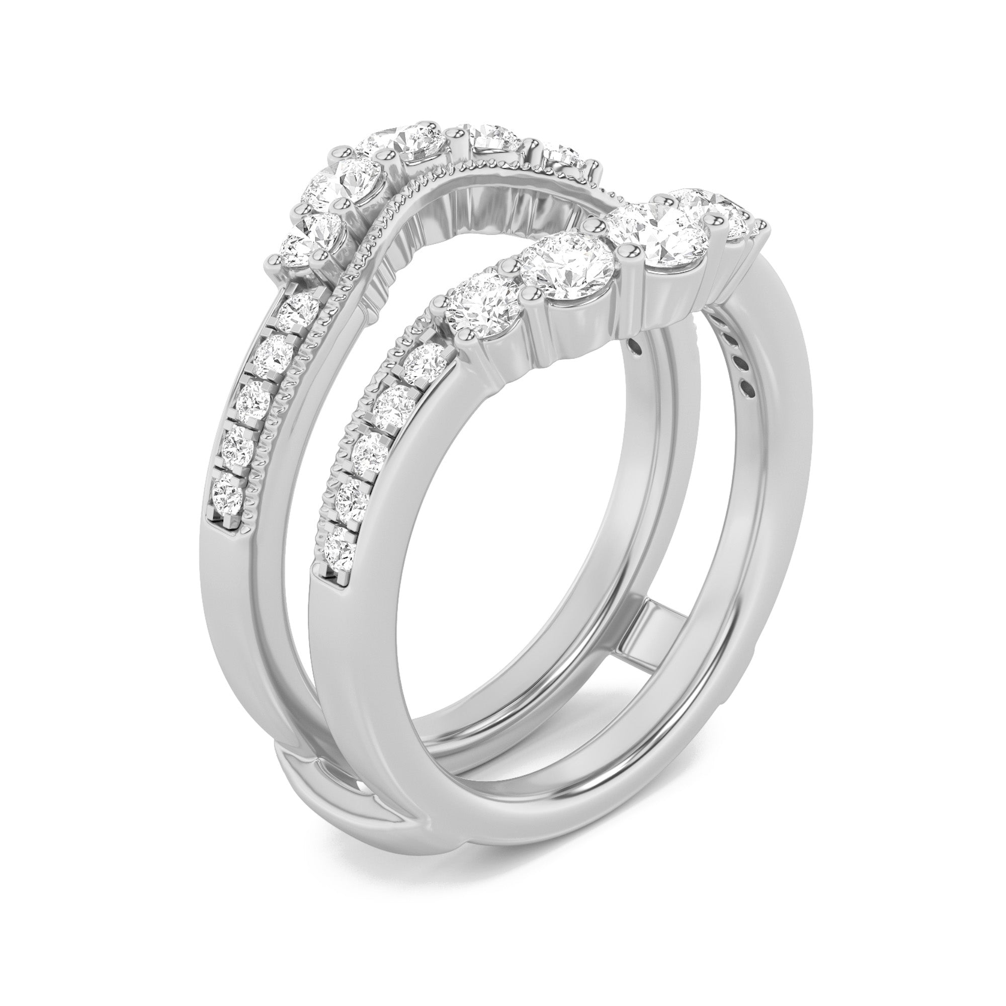 1CTW Round Shaped Lab Grown Diamond (F/VS) Insert Jacket Ring in 14K Gold