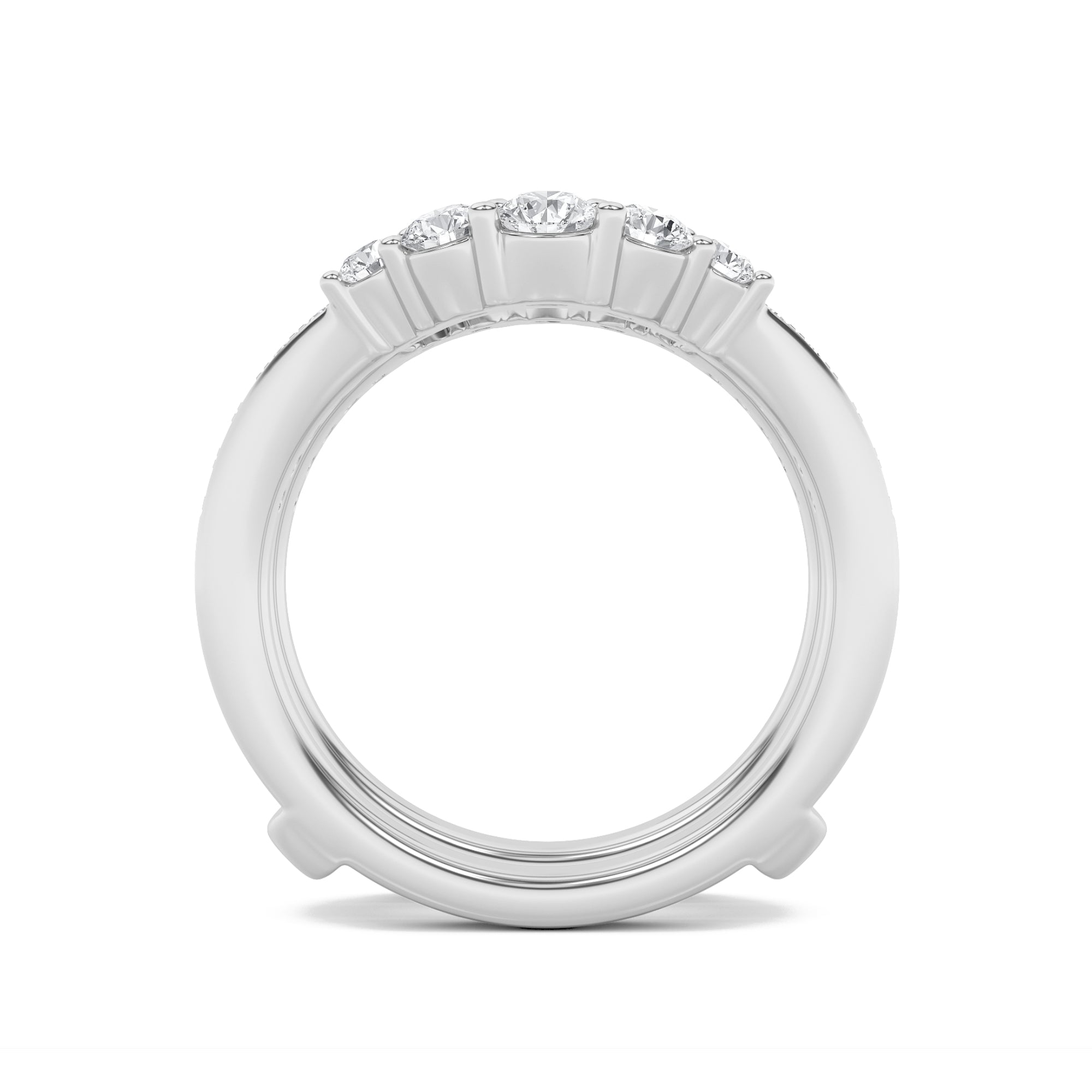 1CTW Round Shaped Lab Grown Diamond (F/VS) Insert Jacket Ring in 14K Gold