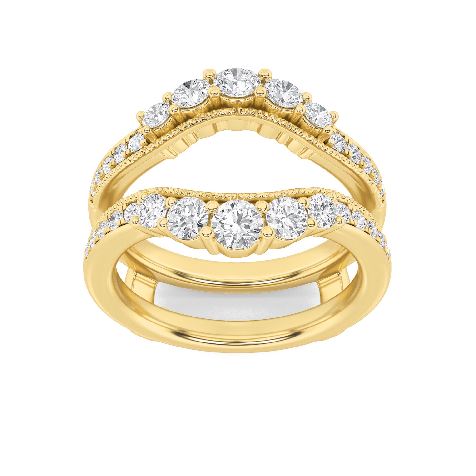1CTW Round Shaped Lab Grown Diamond (F/VS) Insert Jacket Ring in 14K Gold