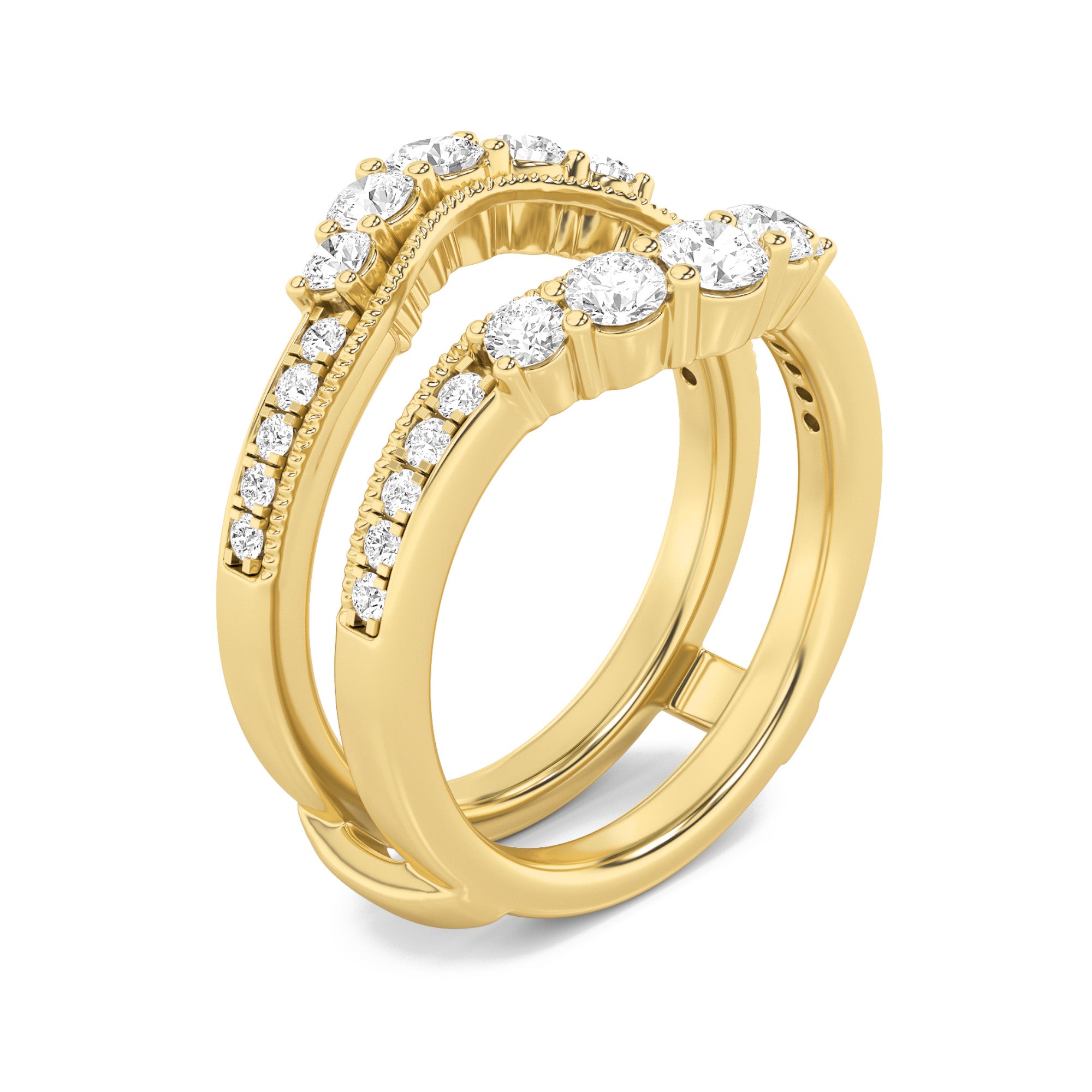 1CTW Round Shaped Lab Grown Diamond (F/VS) Insert Jacket Ring in 14K Gold