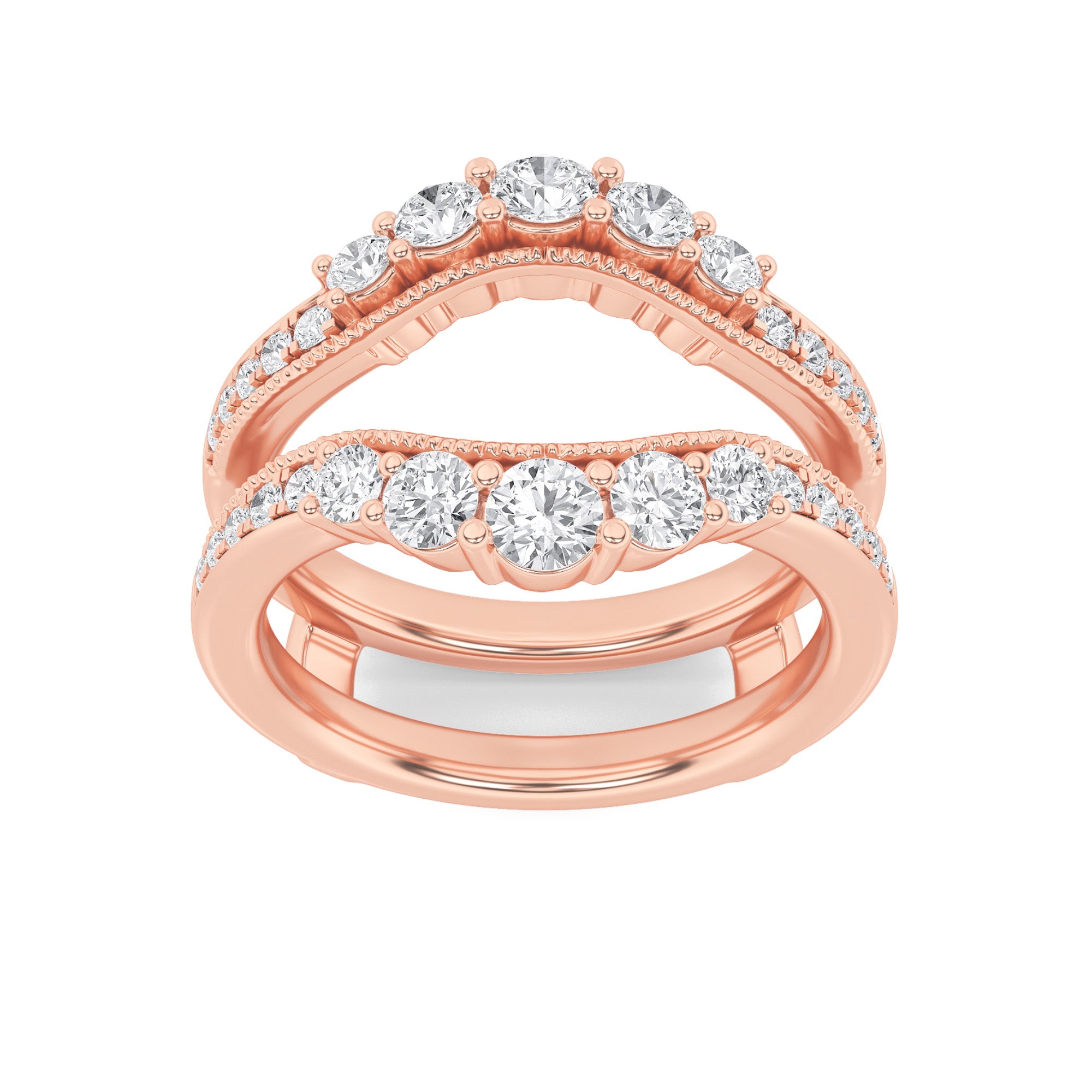 1CTW Round Shaped Lab Grown Diamond (F/VS) Insert Jacket Ring in 14K Gold