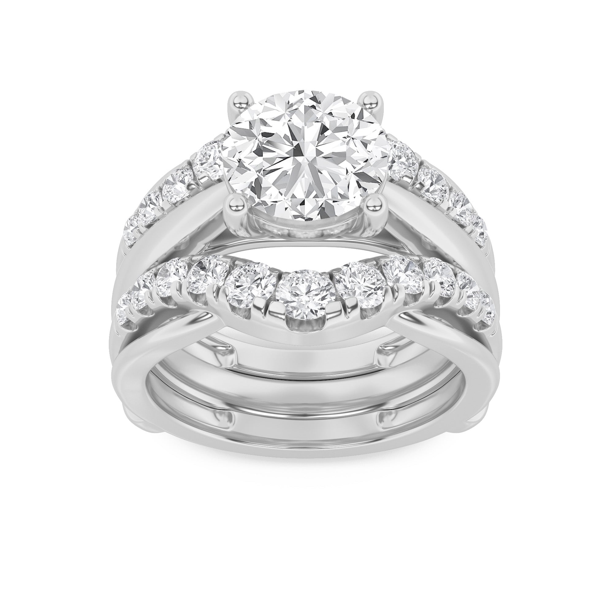 3CTW Round Shaped Lab Grown Diamond (F/VS) Insert Jacket Ring in 14K Gold