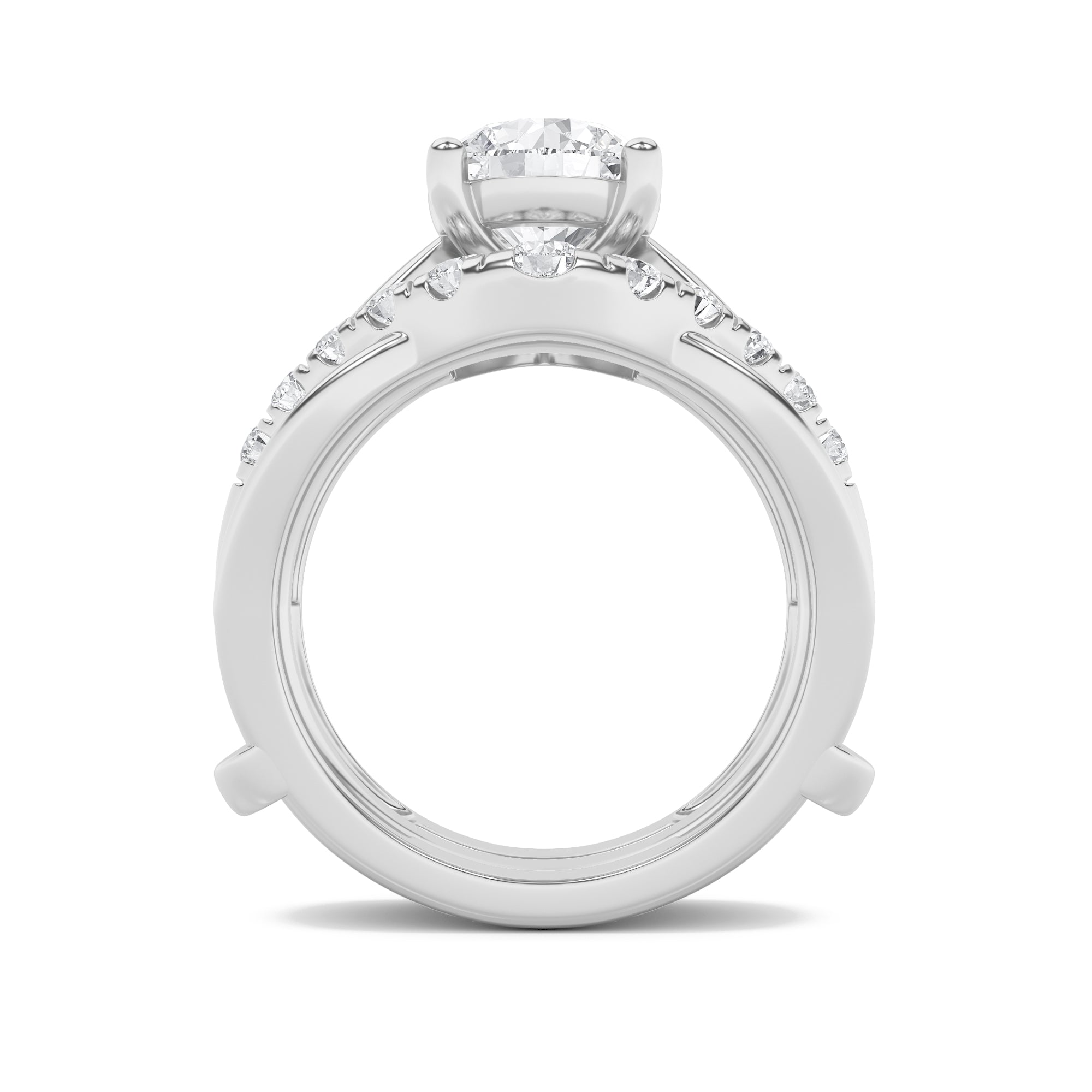 3CTW Round Shaped Lab Grown Diamond (F/VS) Insert Jacket Ring in 14K Gold