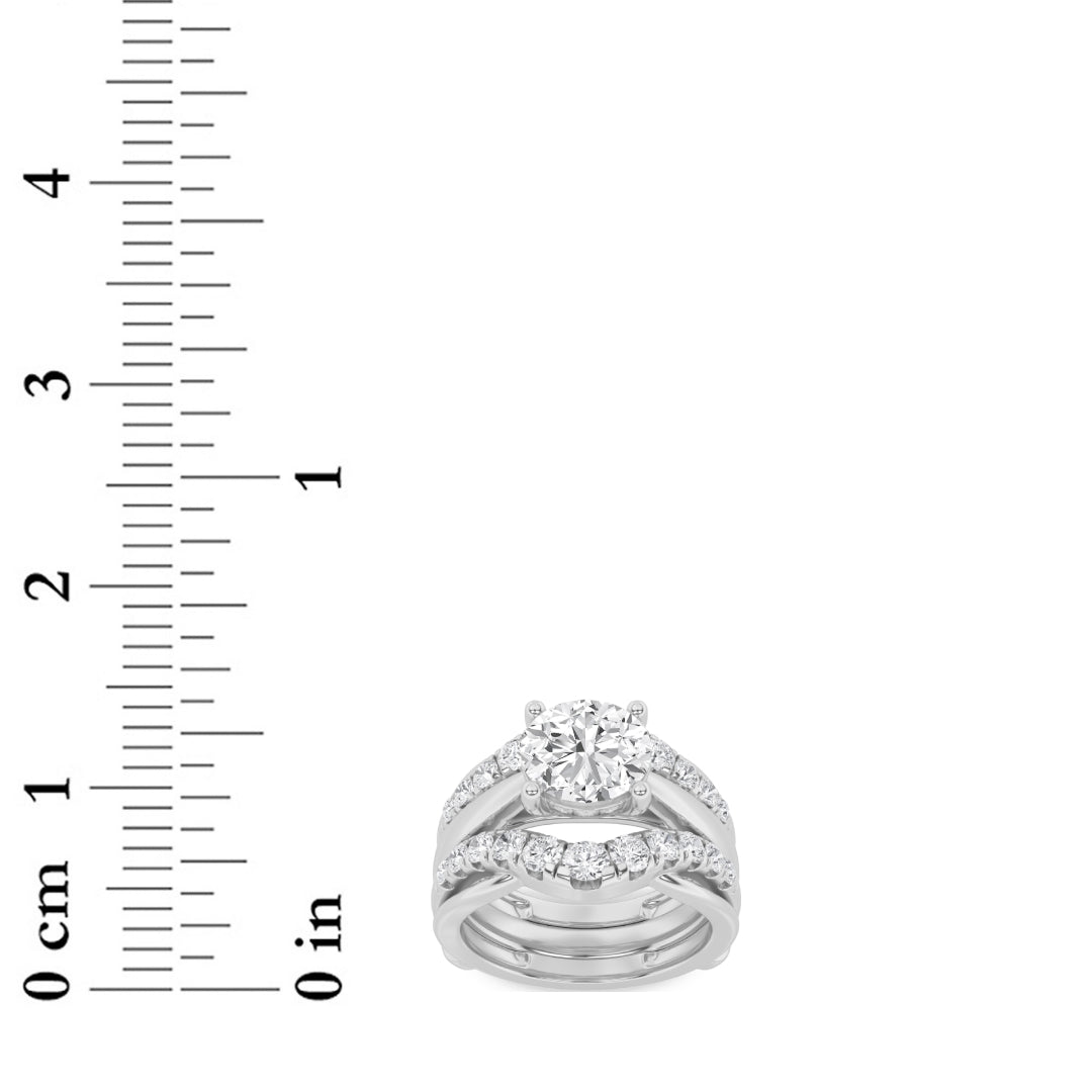 3CTW Round Shaped Lab Grown Diamond (F/VS) Insert Jacket Ring in 14K Gold