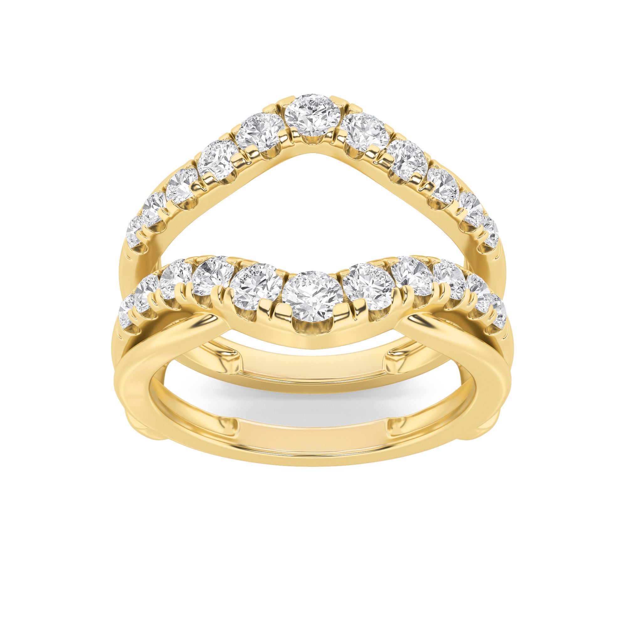 3CTW Round Shaped Lab Grown Diamond (F/VS) Insert Jacket Ring in 14K Gold