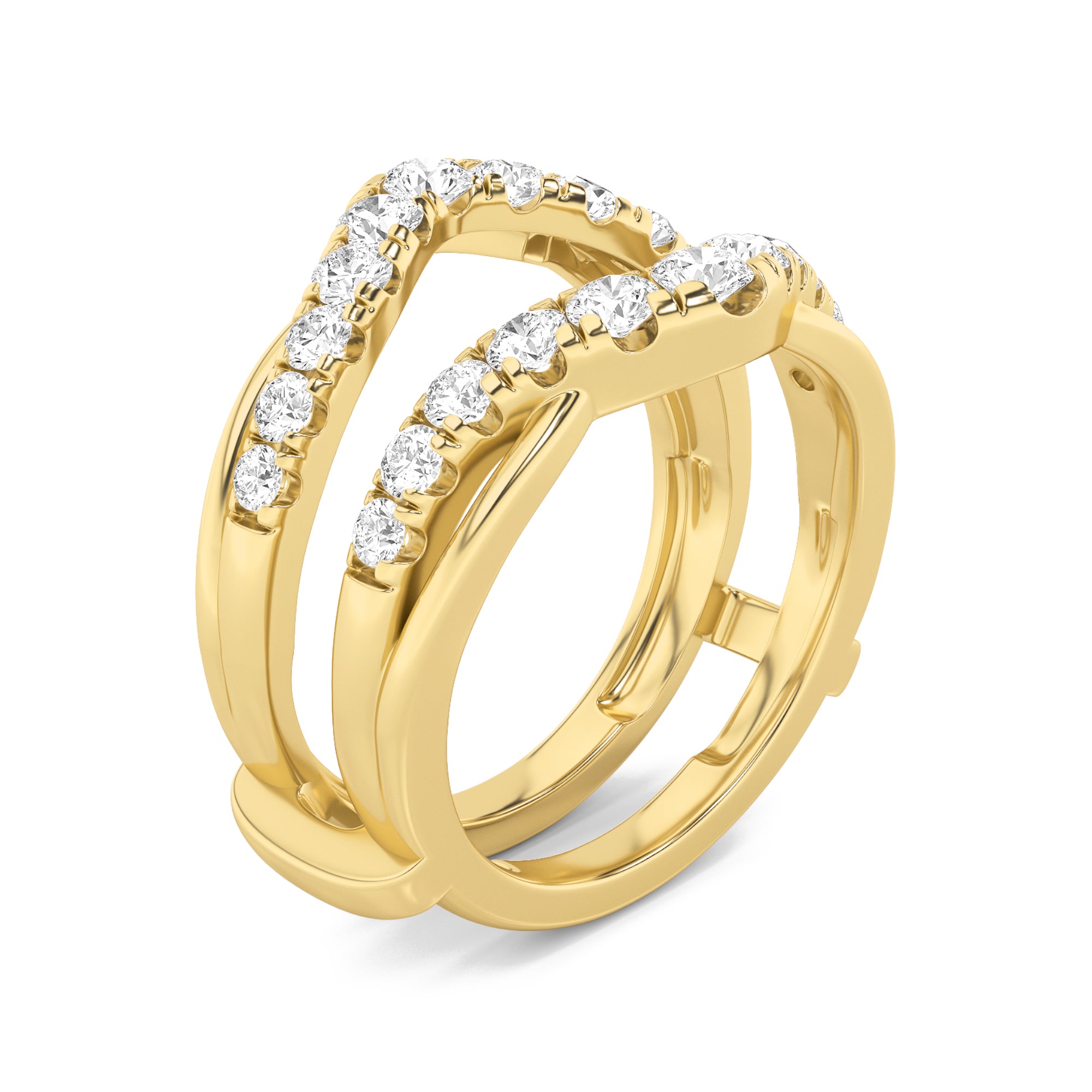 3CTW Round Shaped Lab Grown Diamond (F/VS) Insert Jacket Ring in 14K Gold