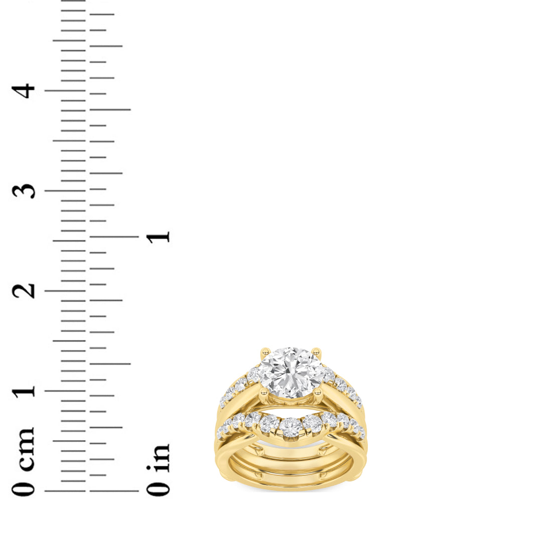 3CTW Round Shaped Lab Grown Diamond (F/VS) Insert Jacket Ring in 14K Gold