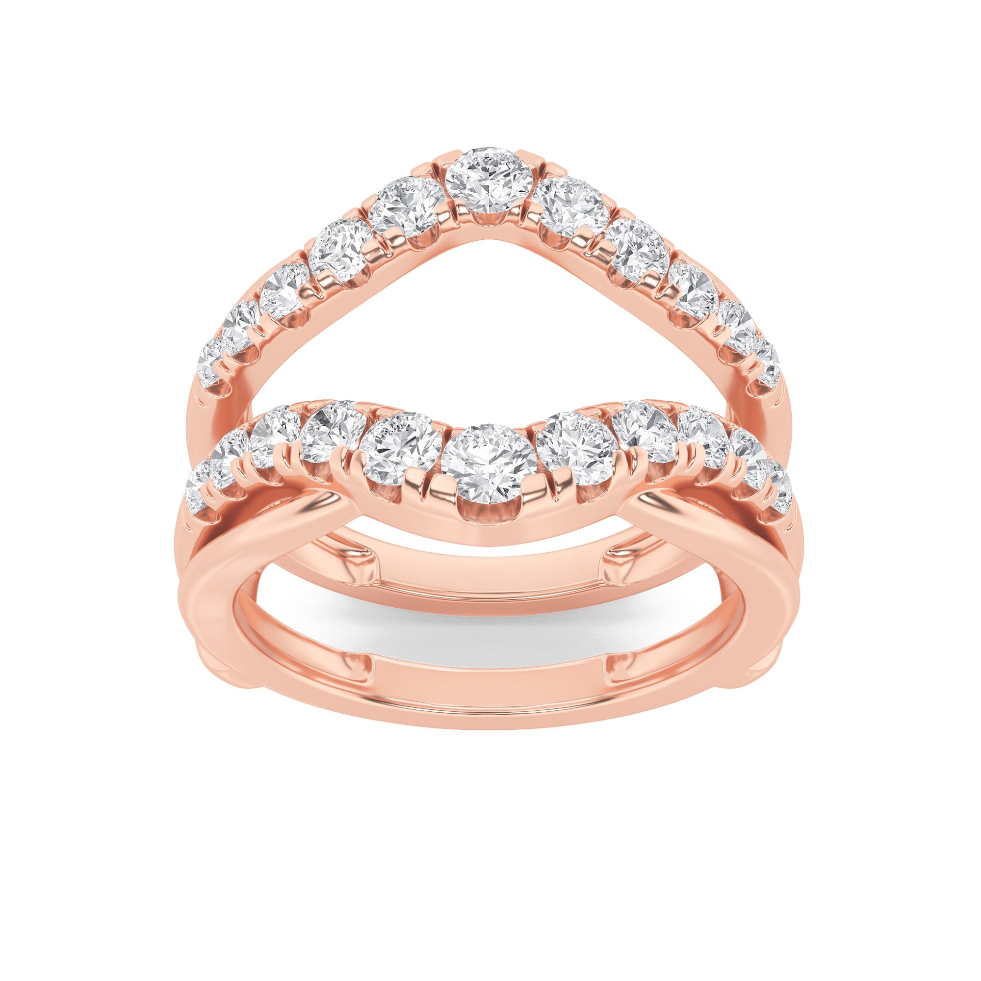 3CTW Round Shaped Lab Grown Diamond (F/VS) Insert Jacket Ring in 14K Gold