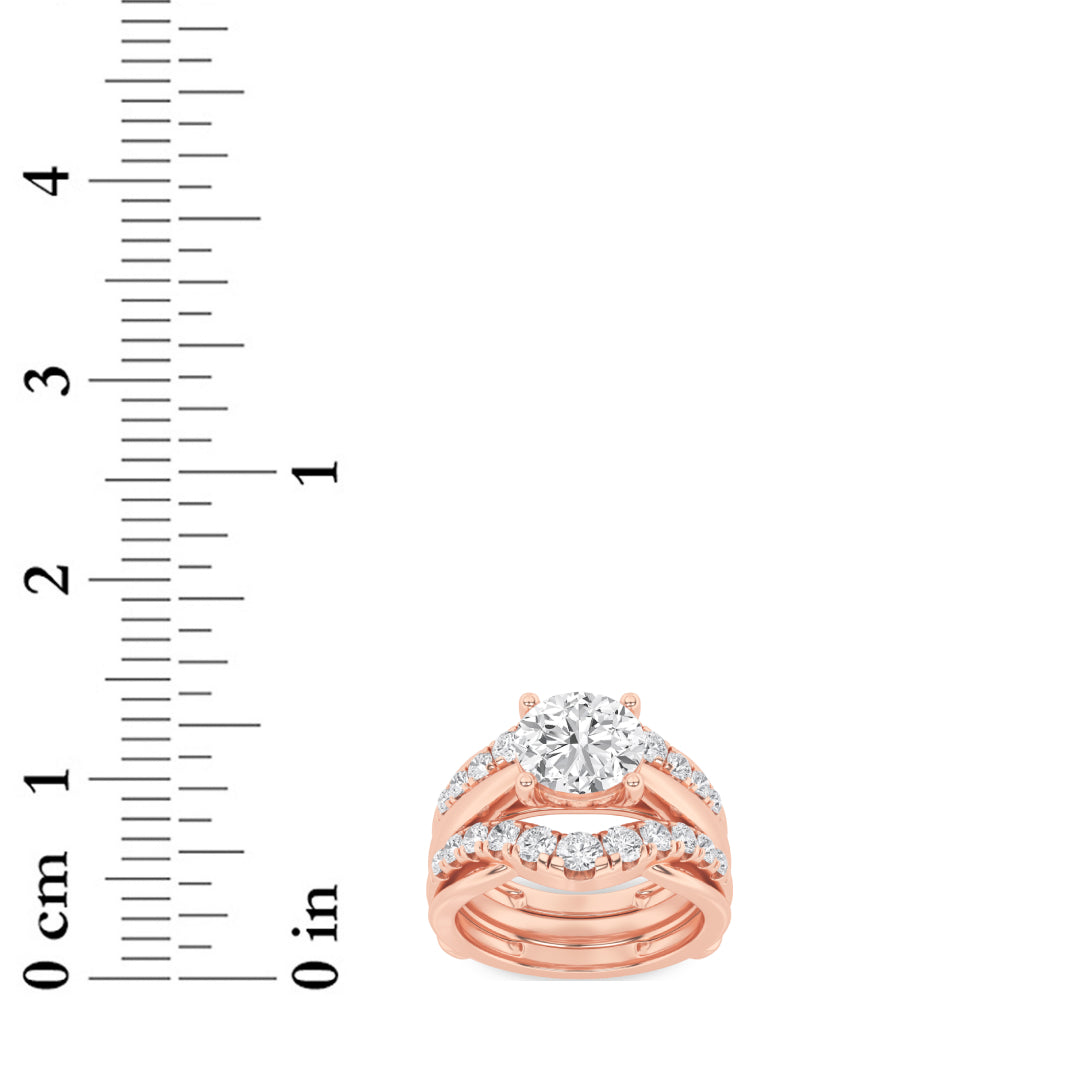 3CTW Round Shaped Lab Grown Diamond (F/VS) Insert Jacket Ring in 14K Gold