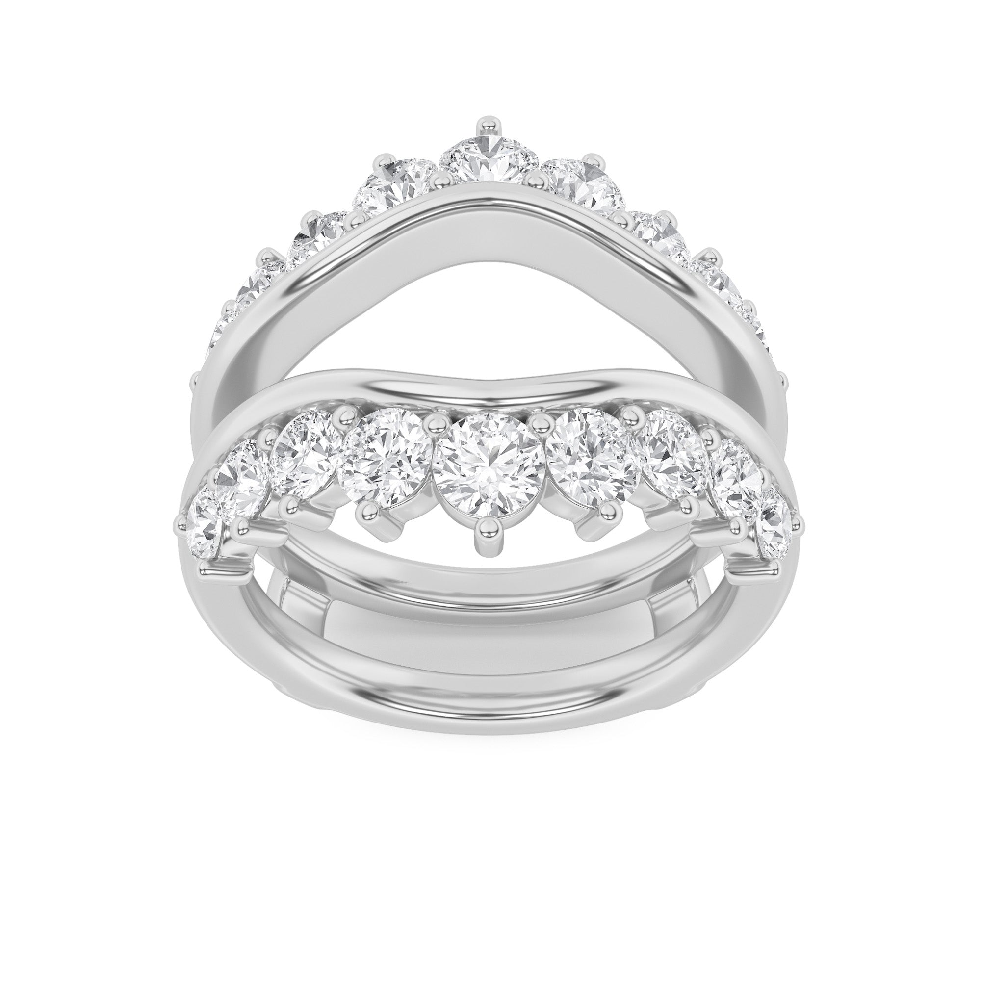 2CTW Round Shaped Lab Grown Diamond (G/VS) Insert Jacket Ring in 14K Gold