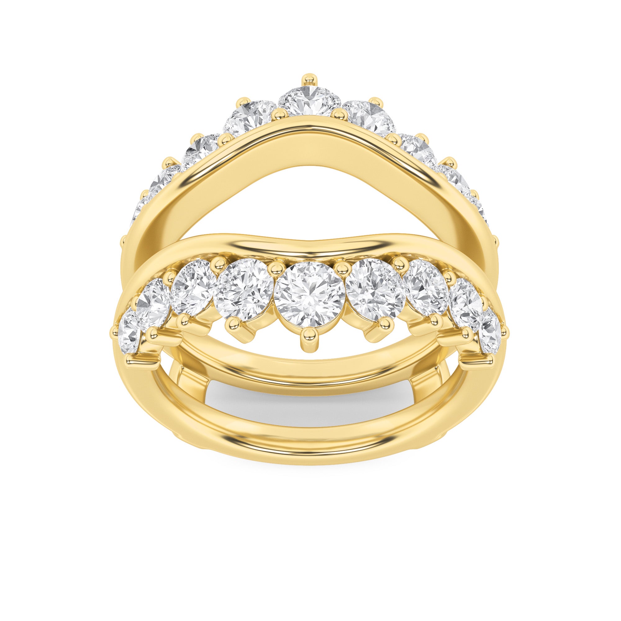 2CTW Round Shaped Lab Grown Diamond (F/VS) Insert Jacket Ring in 14K Gold