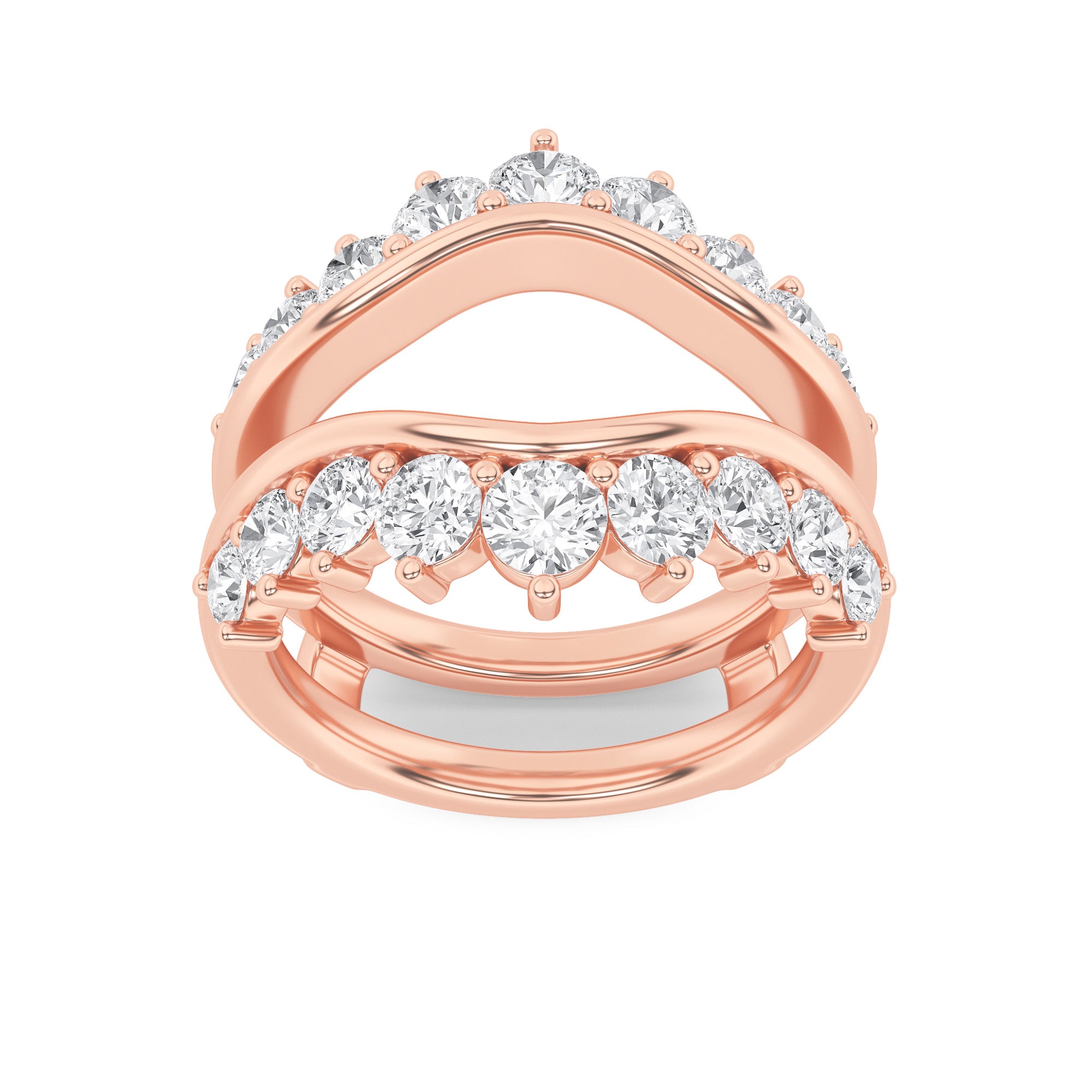 2CTW Round Shaped Lab Grown Diamond (F/VS) Insert Jacket Ring in 14K Gold