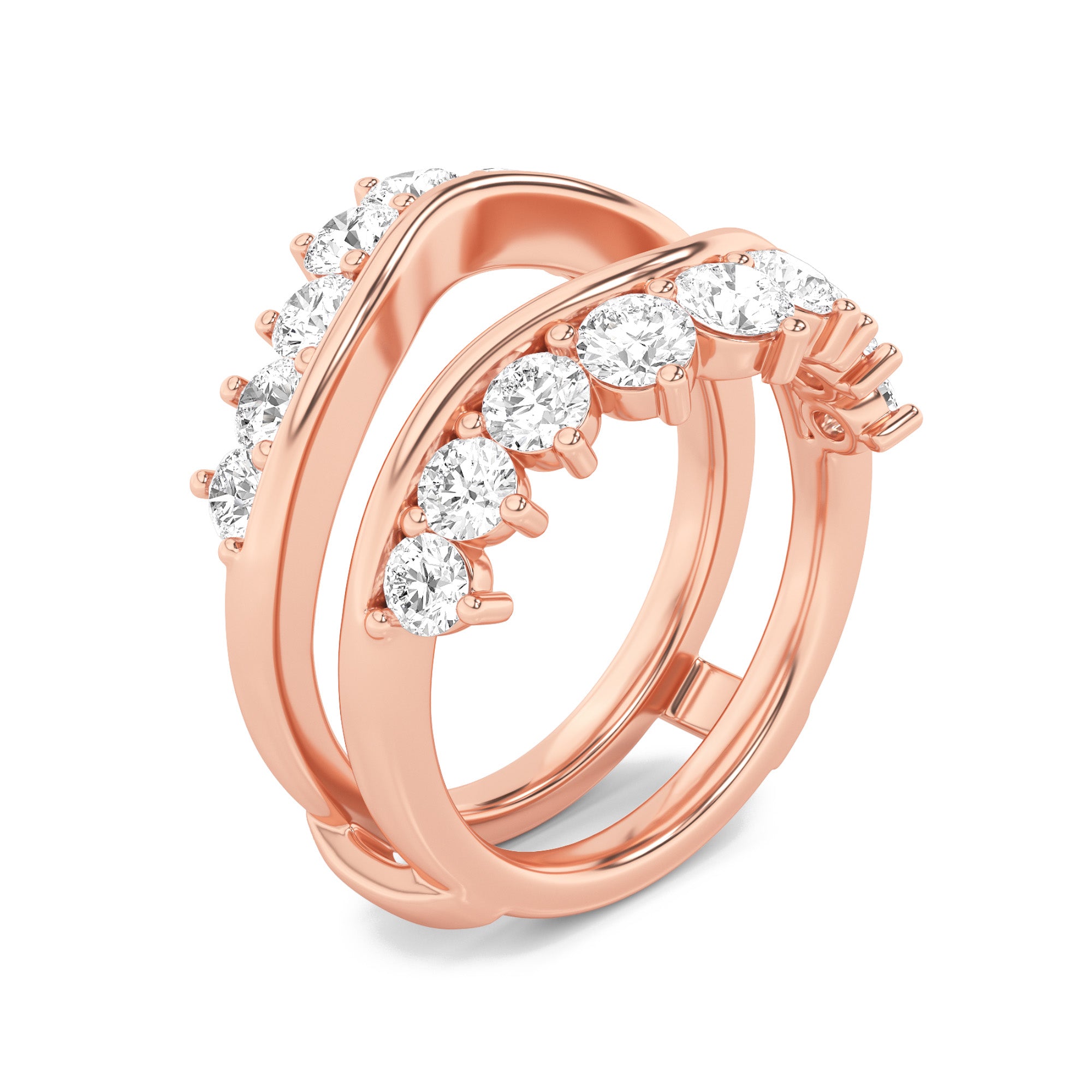 2CTW Round Shaped Lab Grown Diamond (F/VS) Insert Jacket Ring in 14K Gold