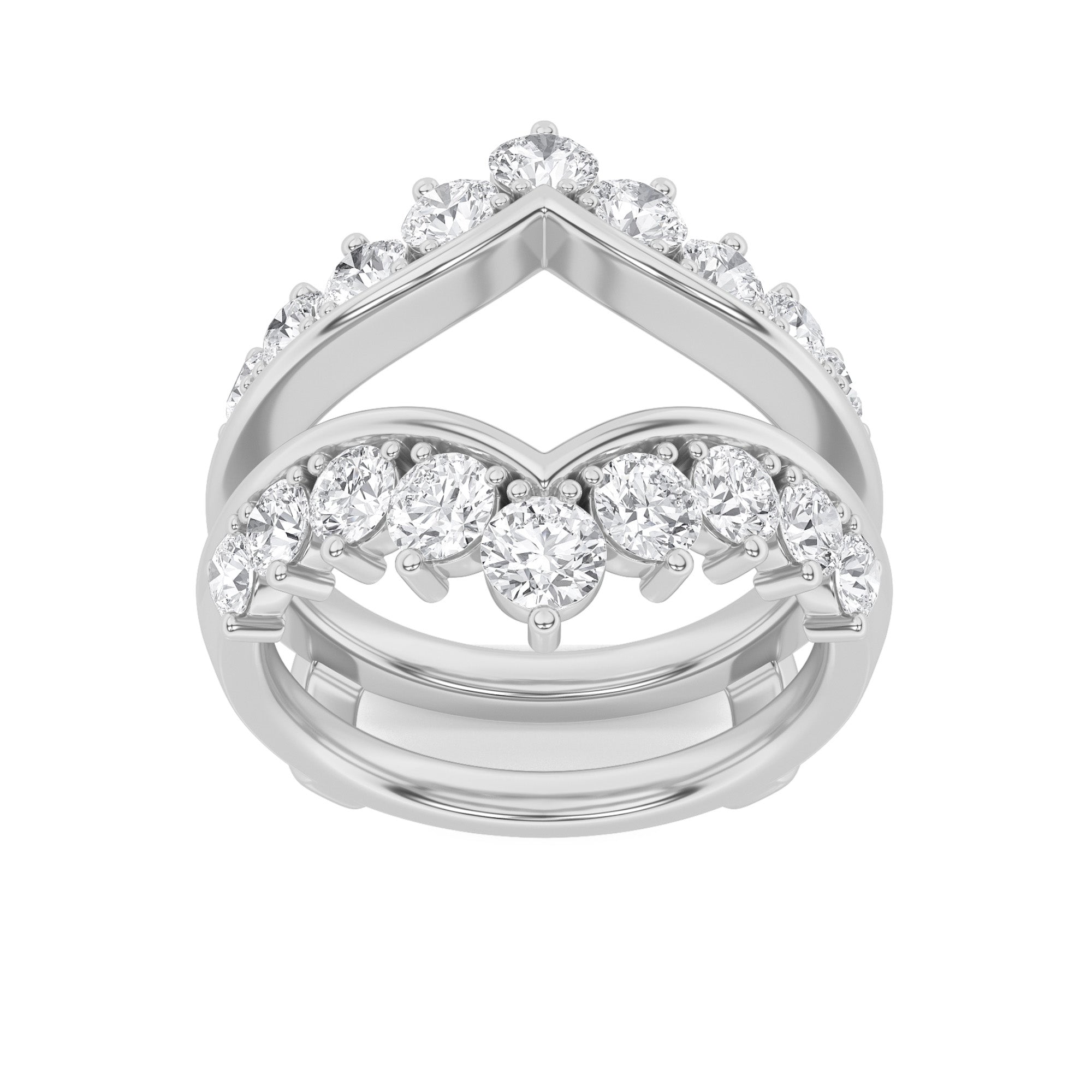 2CTW Round Shaped Lab Grown Diamond (F/VS) Insert Jacket Ring in 14K Gold