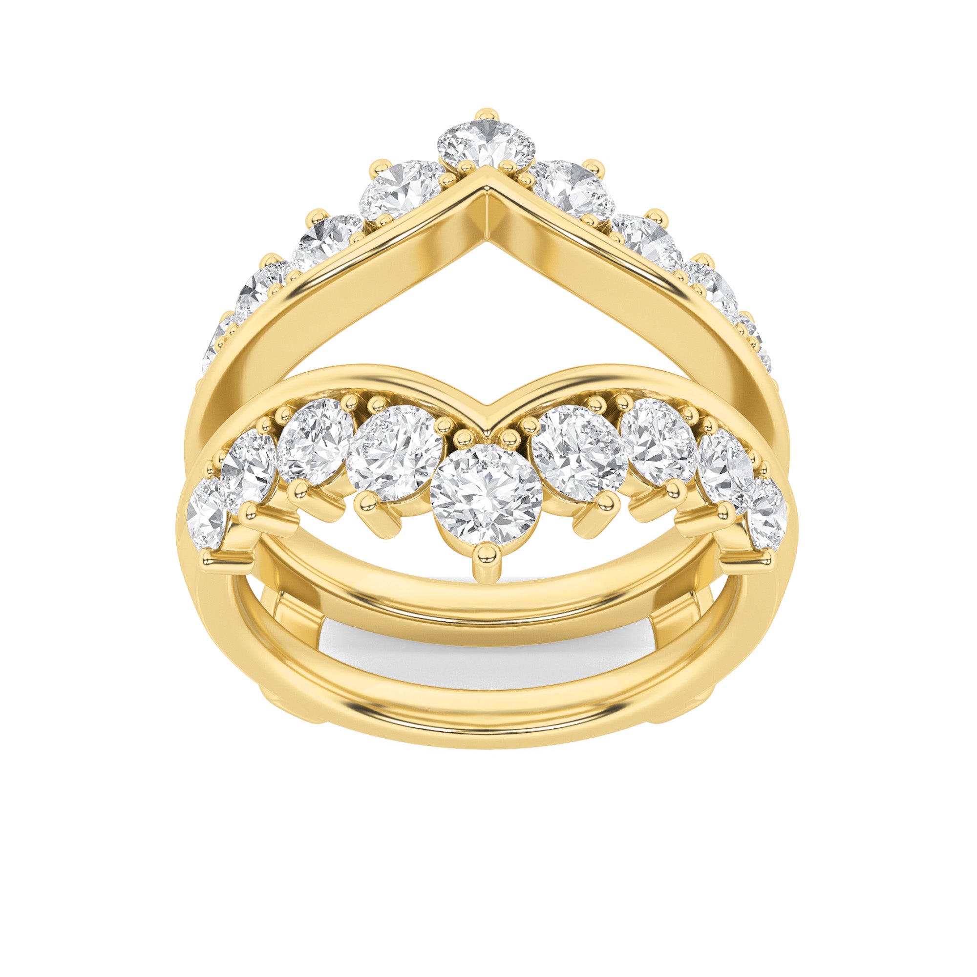 2CTW Round Shaped Lab Grown Diamond (F/VS) Insert Jacket Ring in 14K Gold