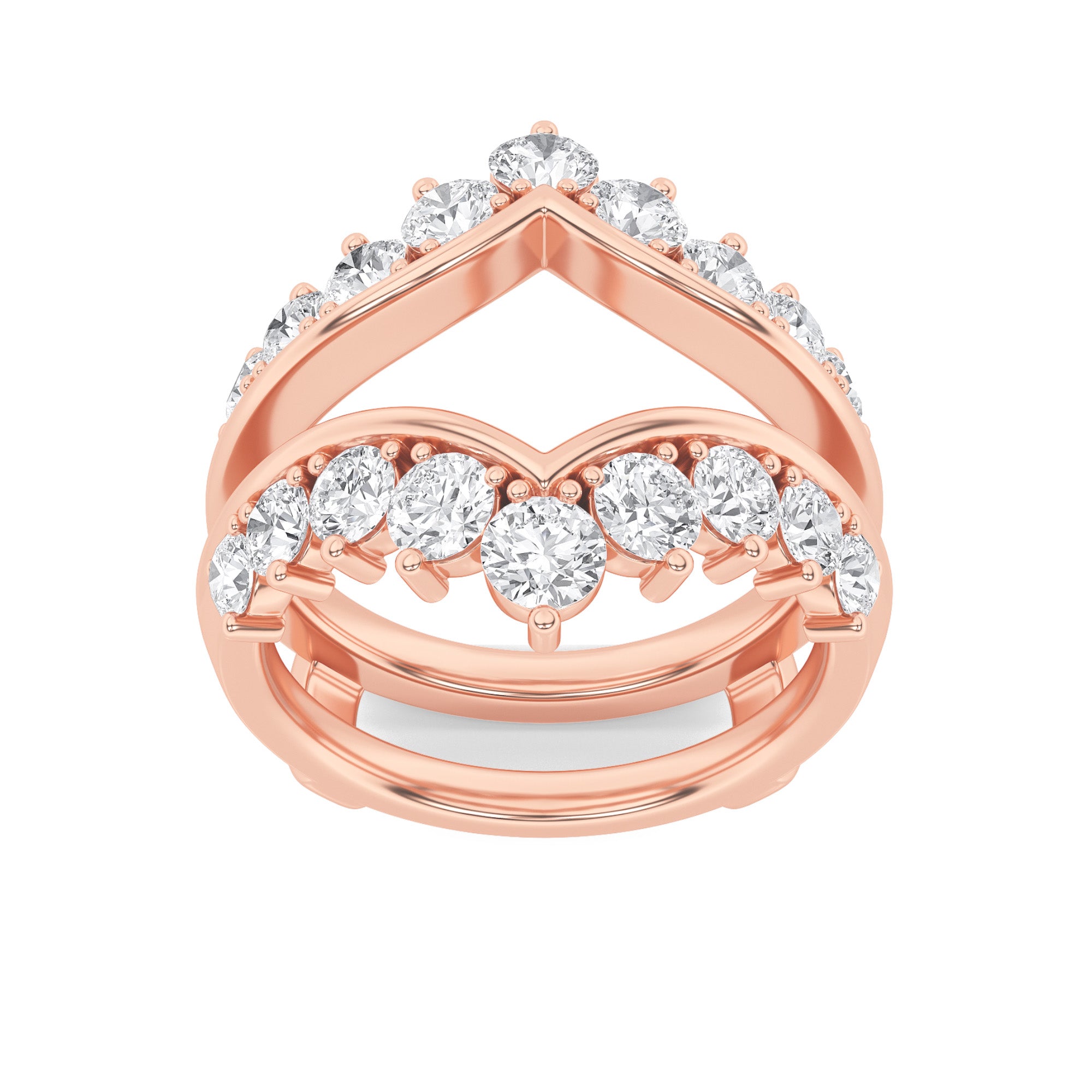 2CTW Round Shaped Lab Grown Diamond (G/VS) Insert Jacket Ring in 14K Gold
