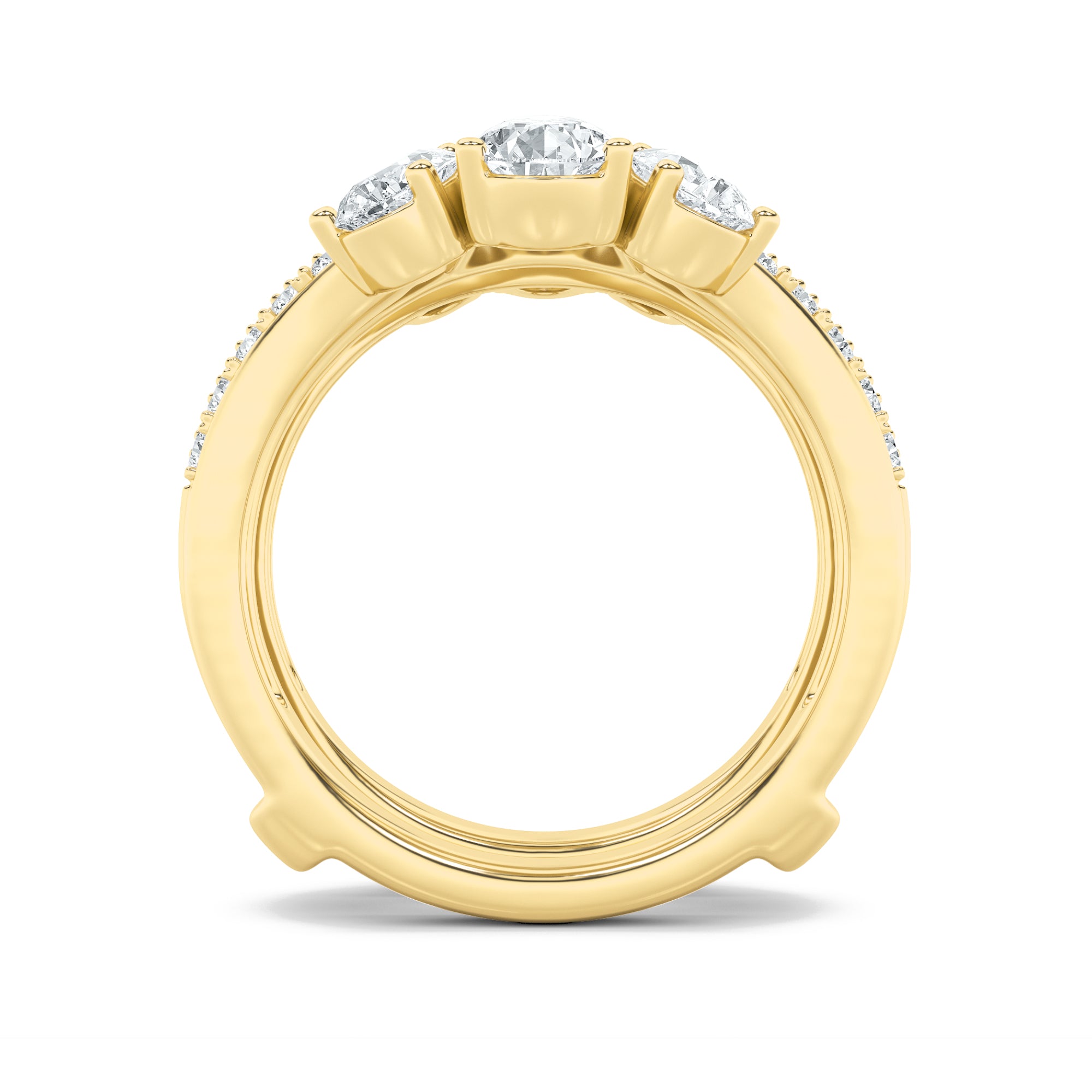 2CTW Pear Shaped Lab Grown Diamond (F/VS) Insert Jacket Ring in 14K Gold