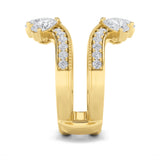 2CTW Pear Shaped Lab Grown Diamond (F/VS) Insert Jacket Ring in 14K Gold