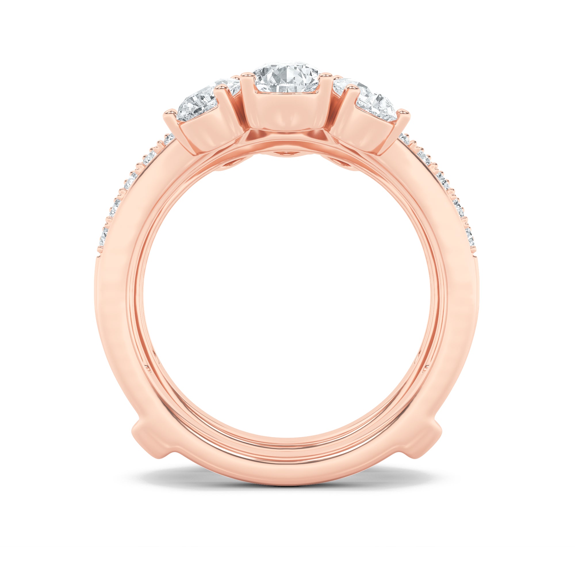 2CTW Pear Shaped Lab Grown Diamond (F/VS) Insert Jacket Ring in 14K Gold