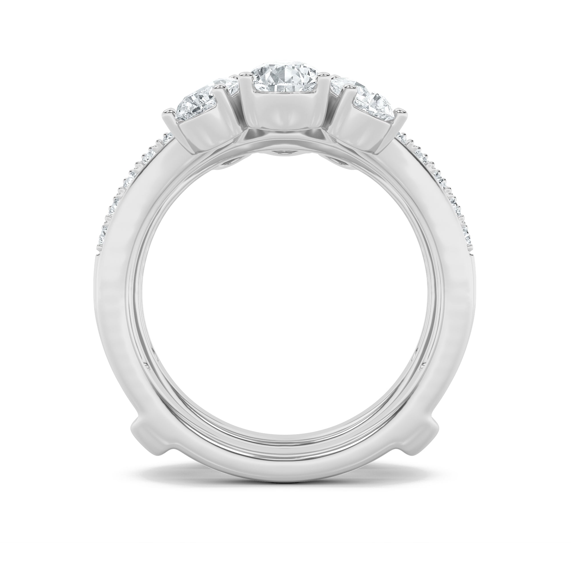 2.25CTW Pear Shaped Lab Grown Diamond (F/VS) Insert Jacket Ring in 14K Gold
