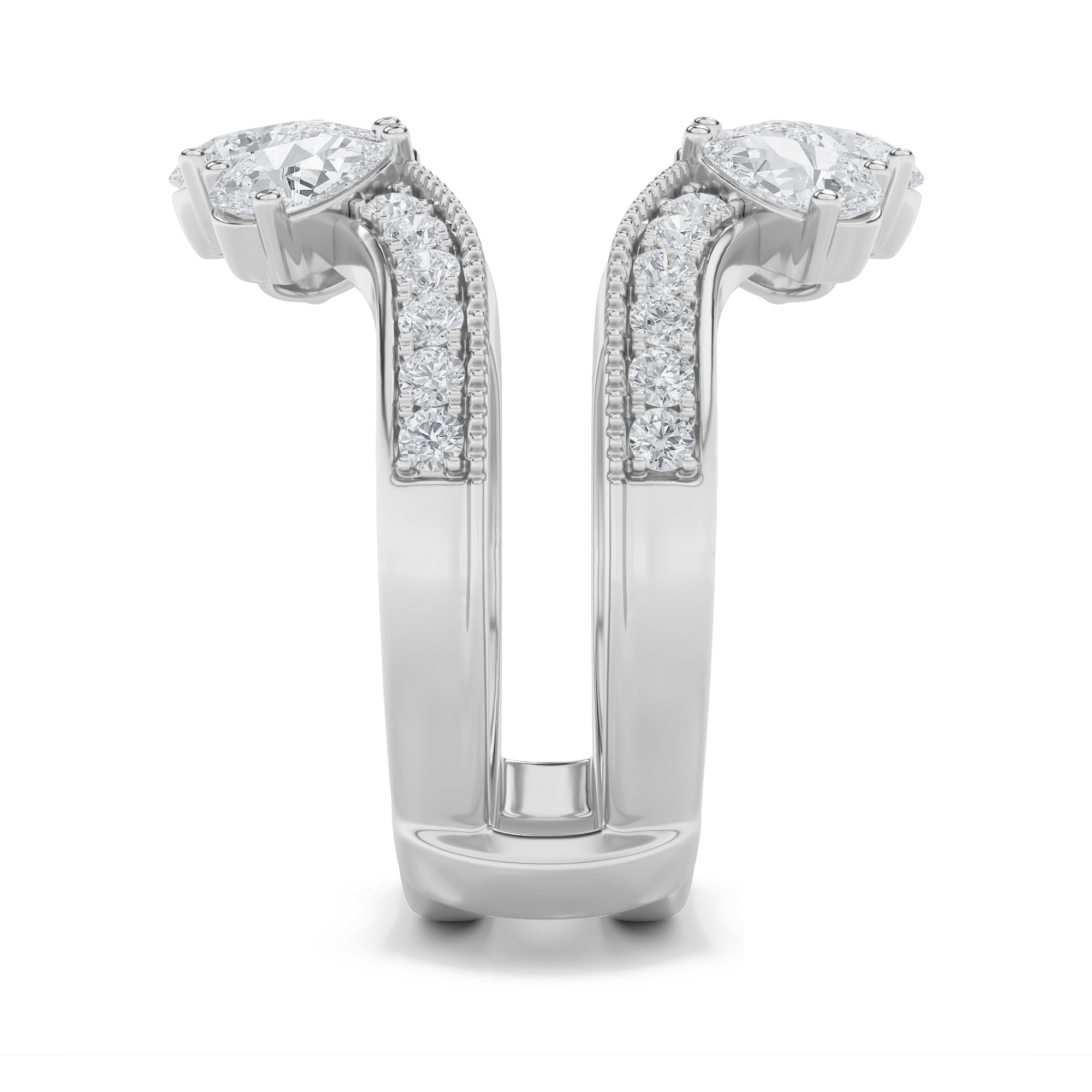 2.25CTW Pear Shaped Lab Grown Diamond (F/VS) Insert Jacket Ring in 14K Gold