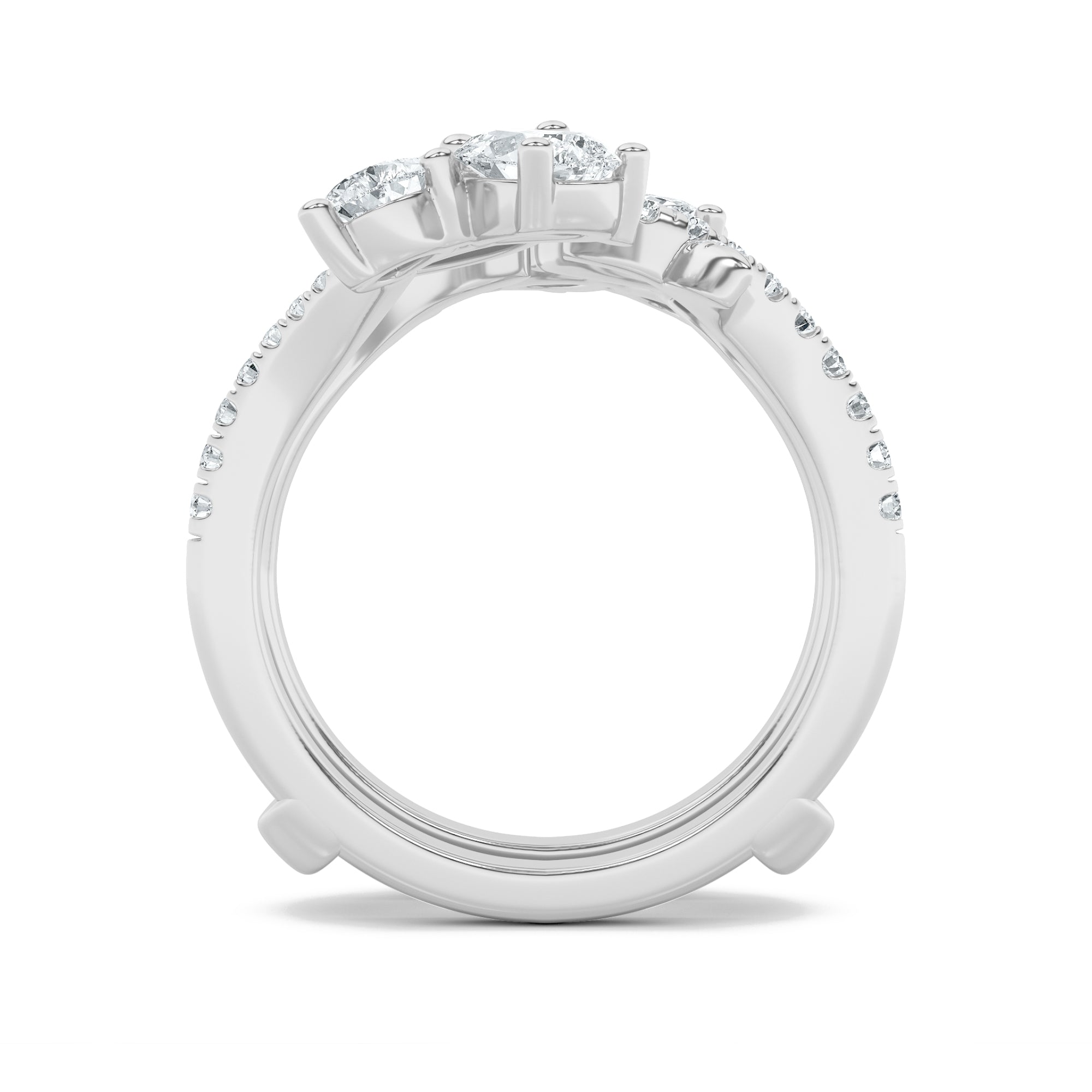 2CTW Marquise Shaped Lab Grown Diamond (F/VS) Insert Jacket Ring in 14K Gold