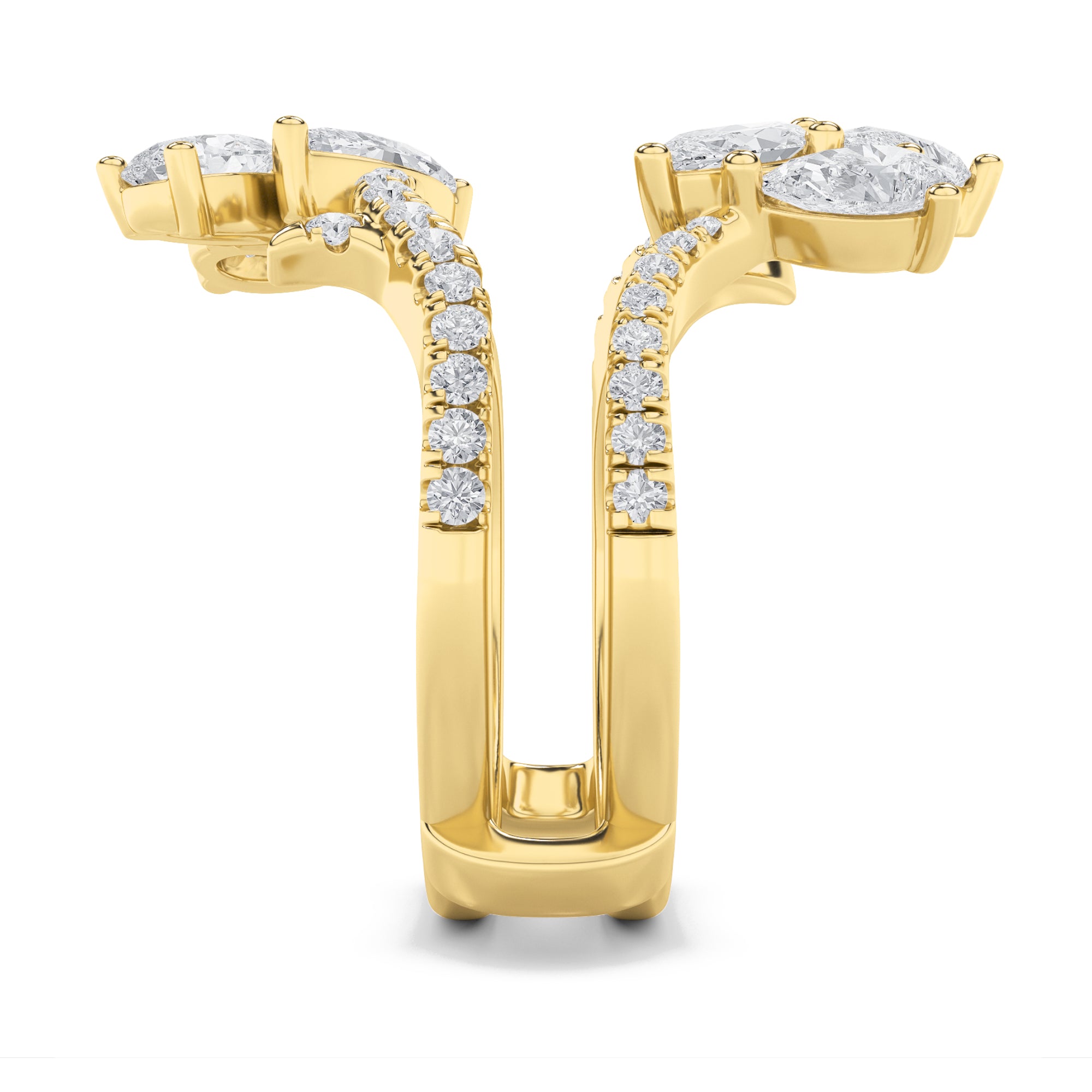 2CTW Marquise Shaped Lab Grown Diamond (F/VS) Insert Jacket Ring in 14K Gold