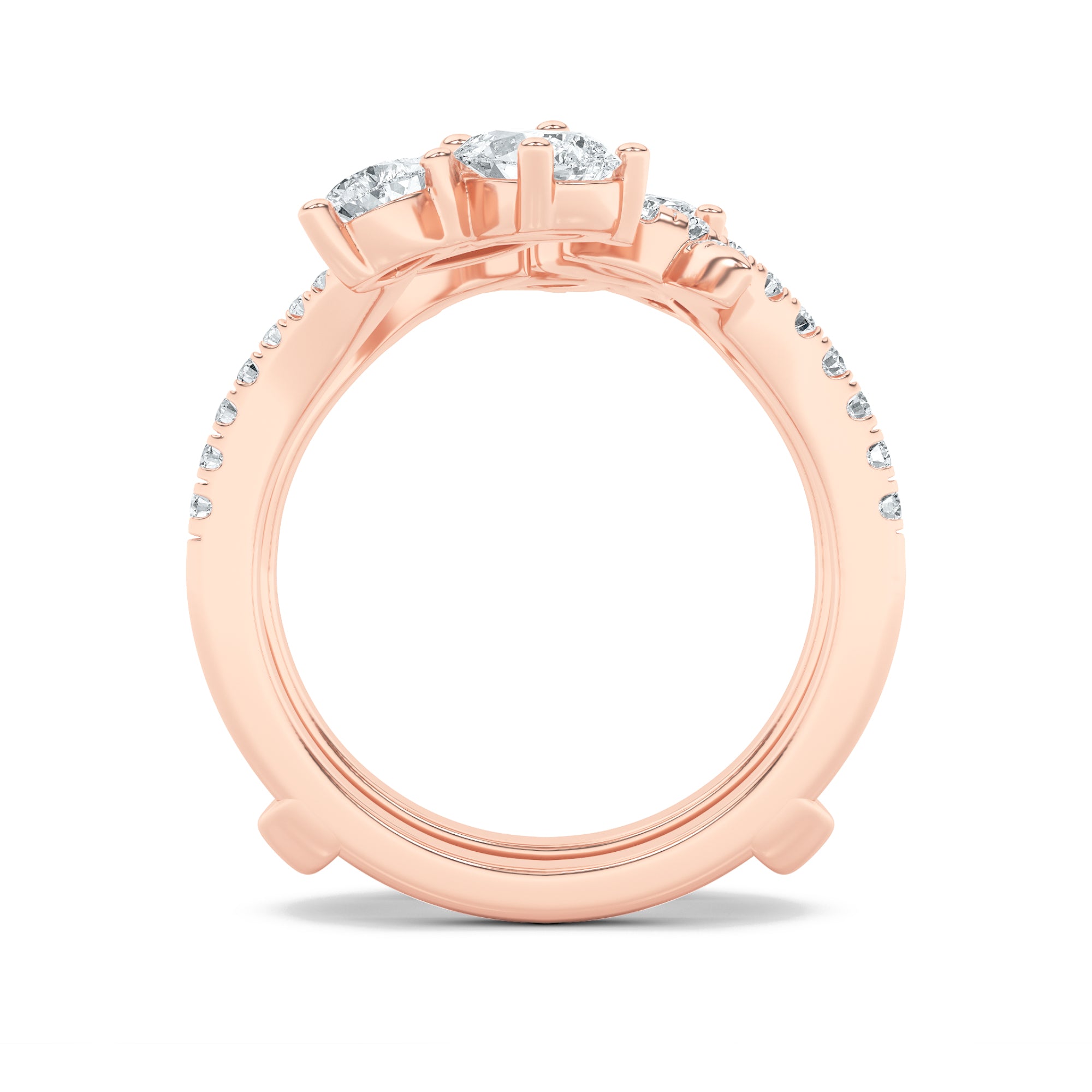 2CTW Marquise Shaped Lab Grown Diamond (F/VS) Insert Jacket Ring in 14K Gold