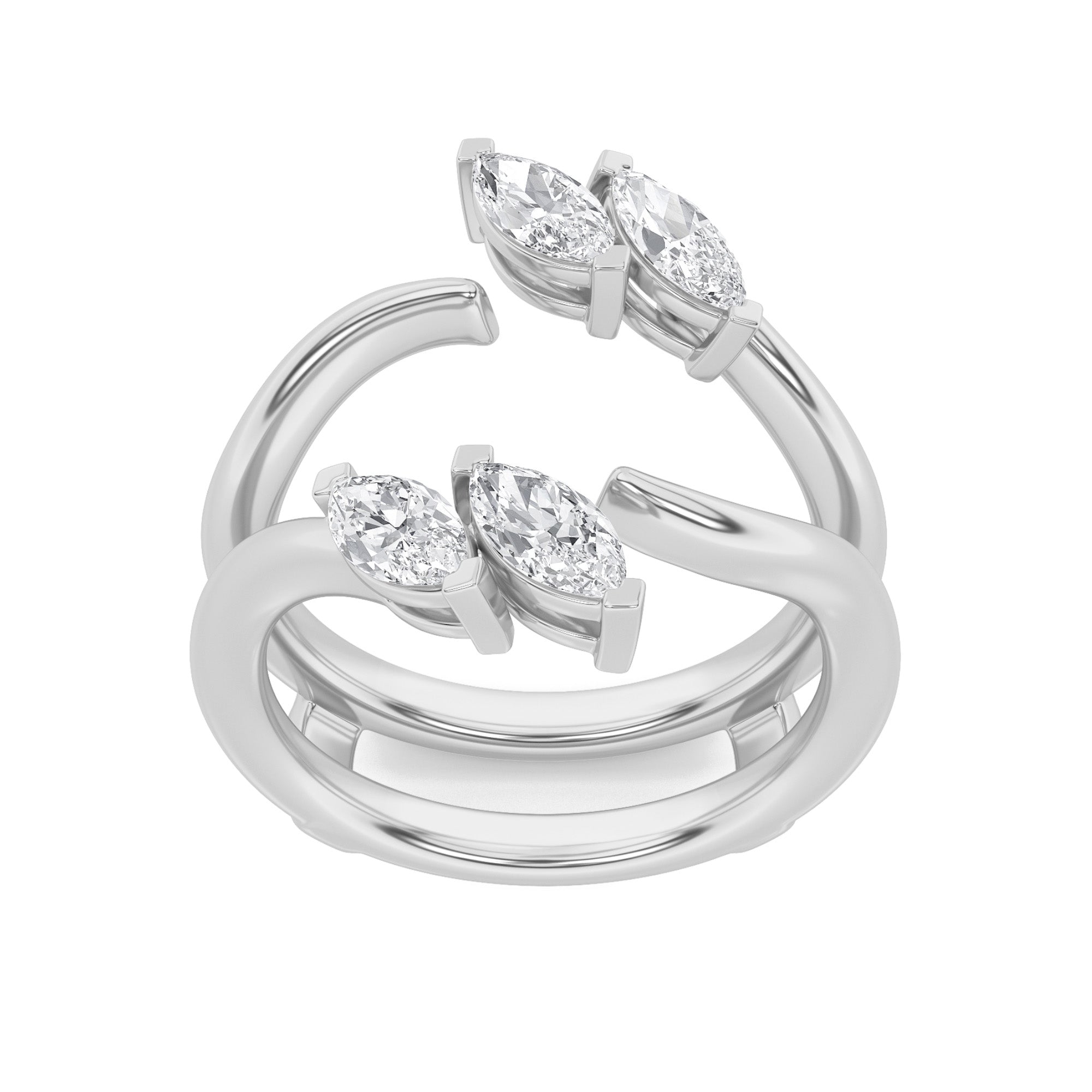 1CTW Marquise Shaped Lab Grown Diamond (F/VS) Insert Jacket Ring in 14K Gold