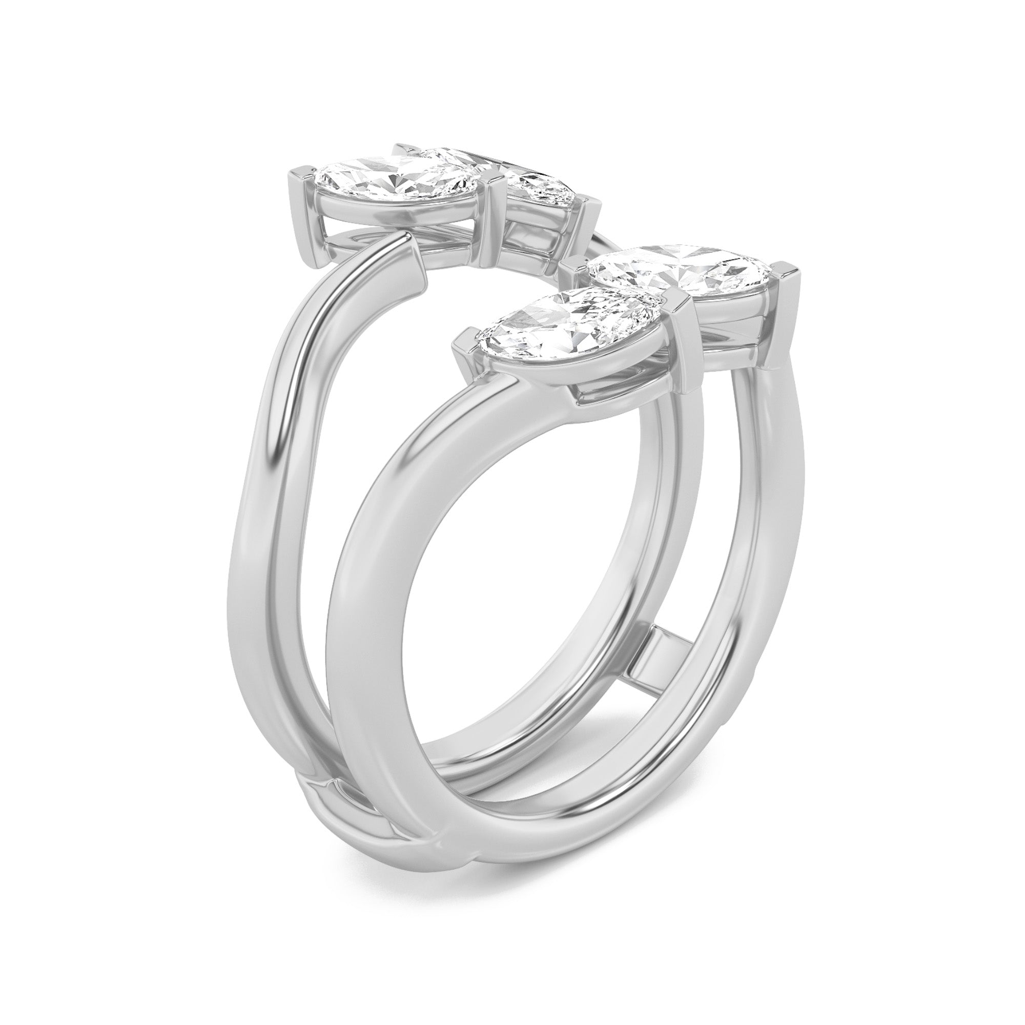 1CTW Marquise Shaped Lab Grown Diamond (F/VS) Insert Jacket Ring in 14K Gold